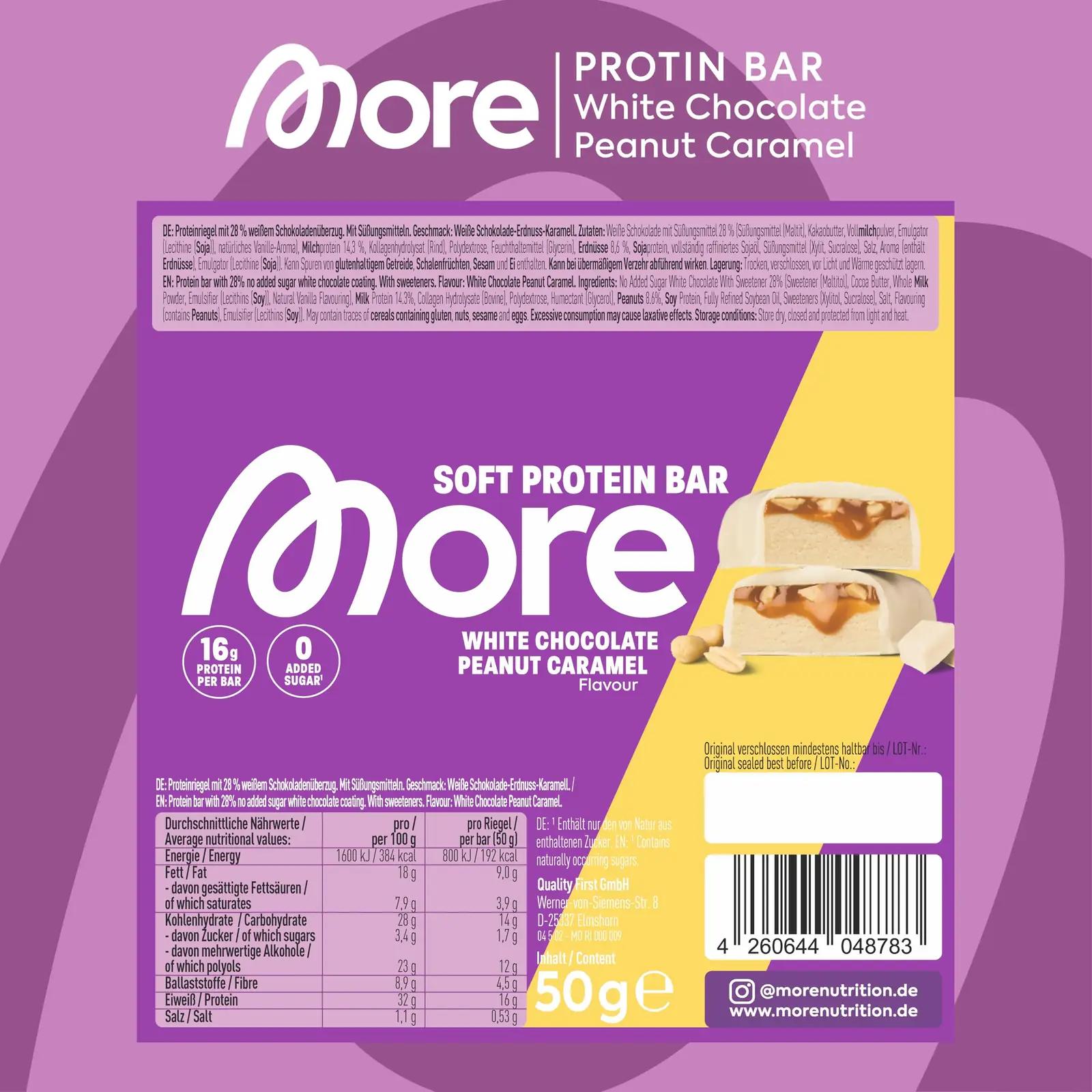 MORE NUTRITION valge šokolaadi proteiinibatoon – kasutusnäide