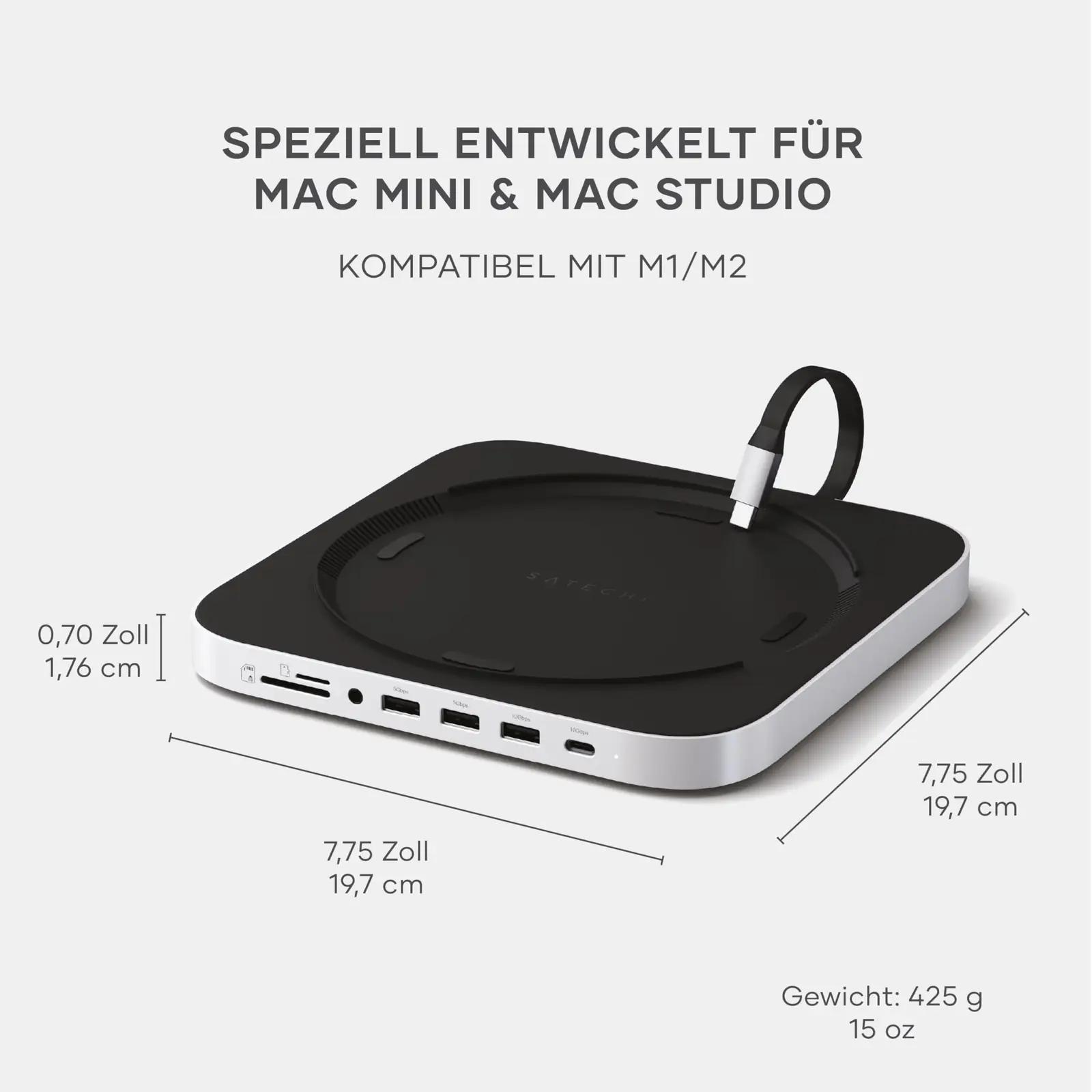 SATECHI elegantne Mac mini hub ja SSD-korpus — alumiiniumist – kasutusnäide