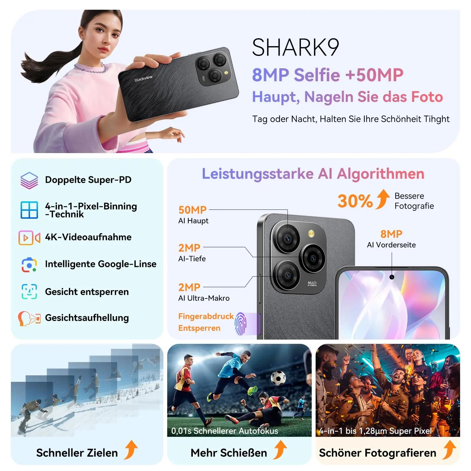 Blackview Shark 9 sim-vabad nutitelefonid – detailne lähivaade
