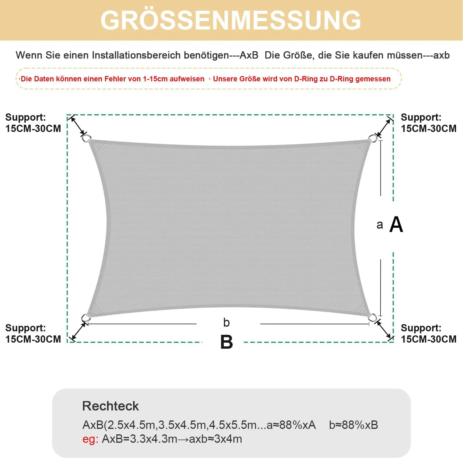 HENG FENG vastupidav päikesekatus 3×4 m – UV-kaitse – detailne vaade
