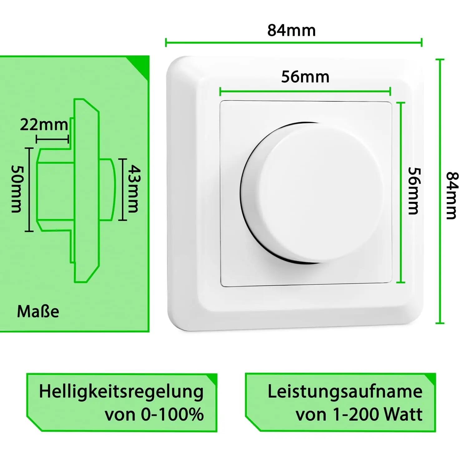greenandco seinasisene dimmer gc-200 — 2tk valge plastik – kasutusnäide