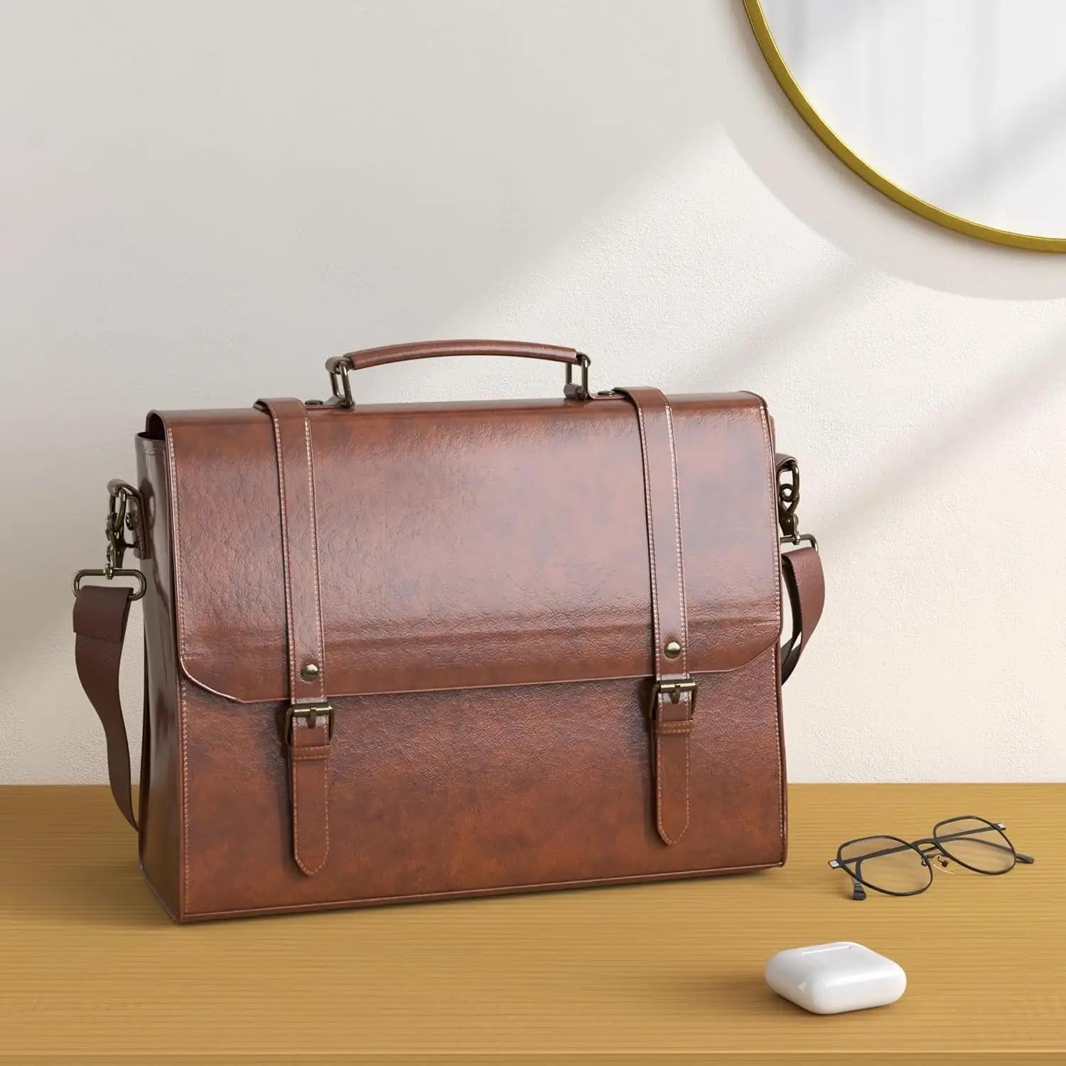 IGOLUMON vintage kunstnahast äritasku 15,6″ sülearvutile – pilt 7