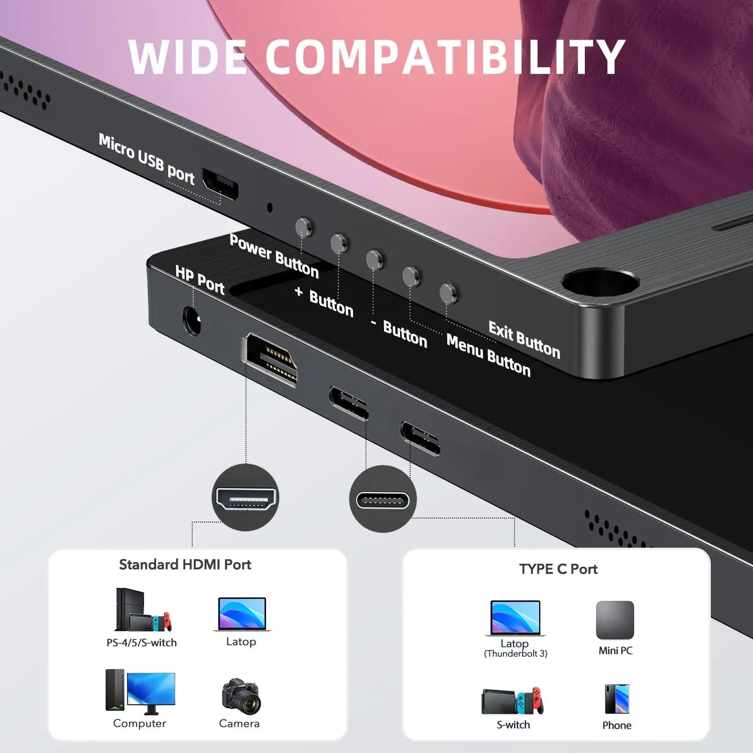 UPERFECT 15,6″ kaasaskantav Full HD IPS-ekraan – nutikas lisakuva – pakend ja tarvikud