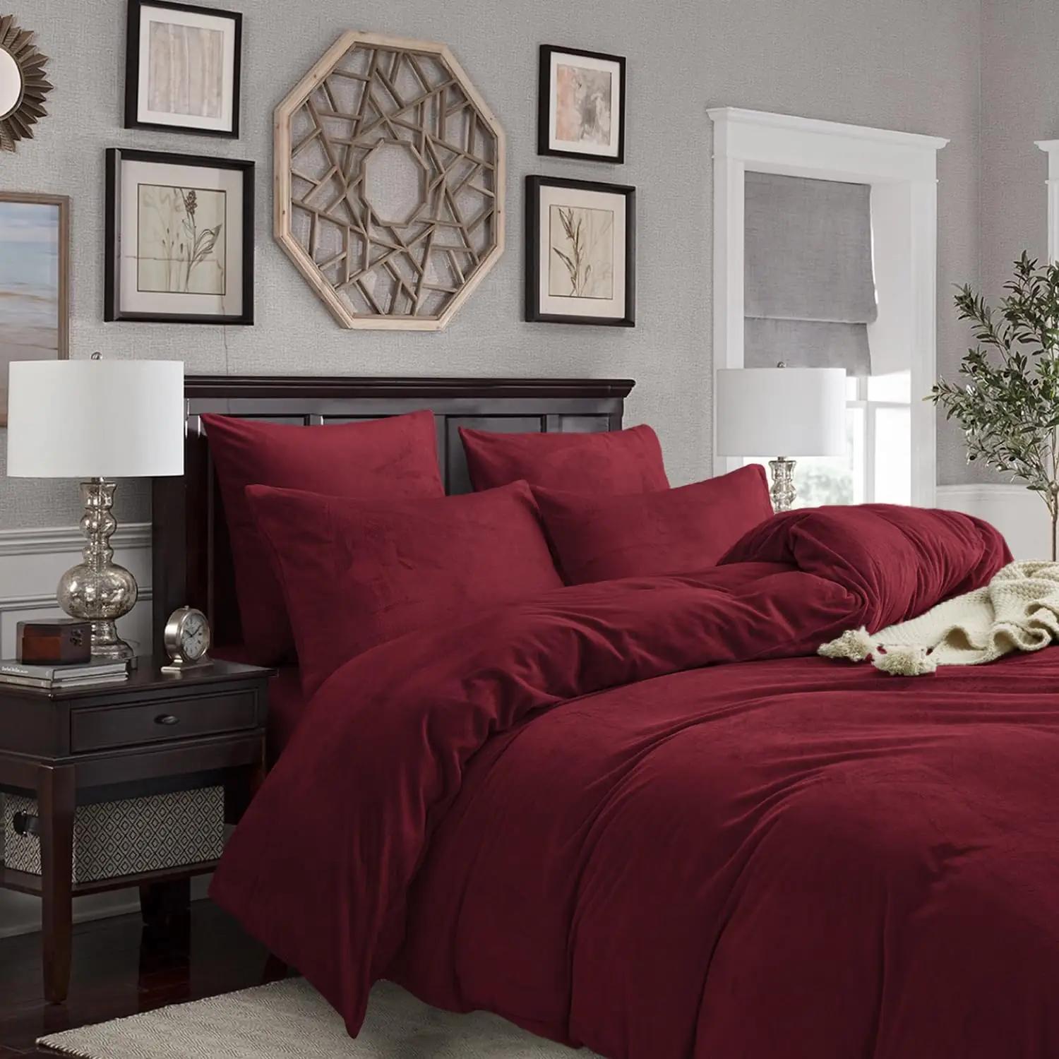 Gezu bordeaux flanellist soe voodipesukomplekt kingituseks – detailne vaade