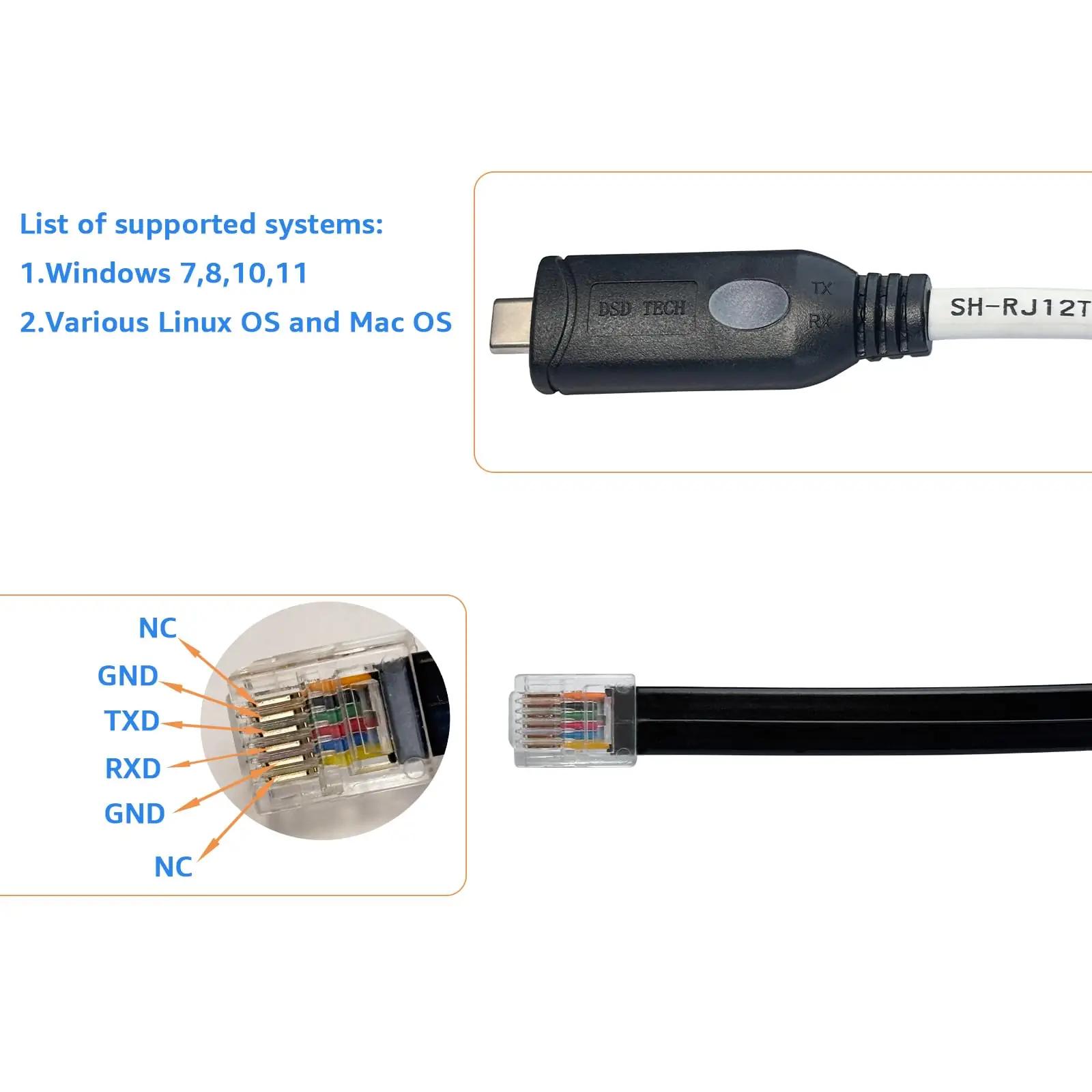 DSD TECH vastupidav USB-C–RJ12 seeriakaabel PDU seadmetele – pakend ja tarvikud