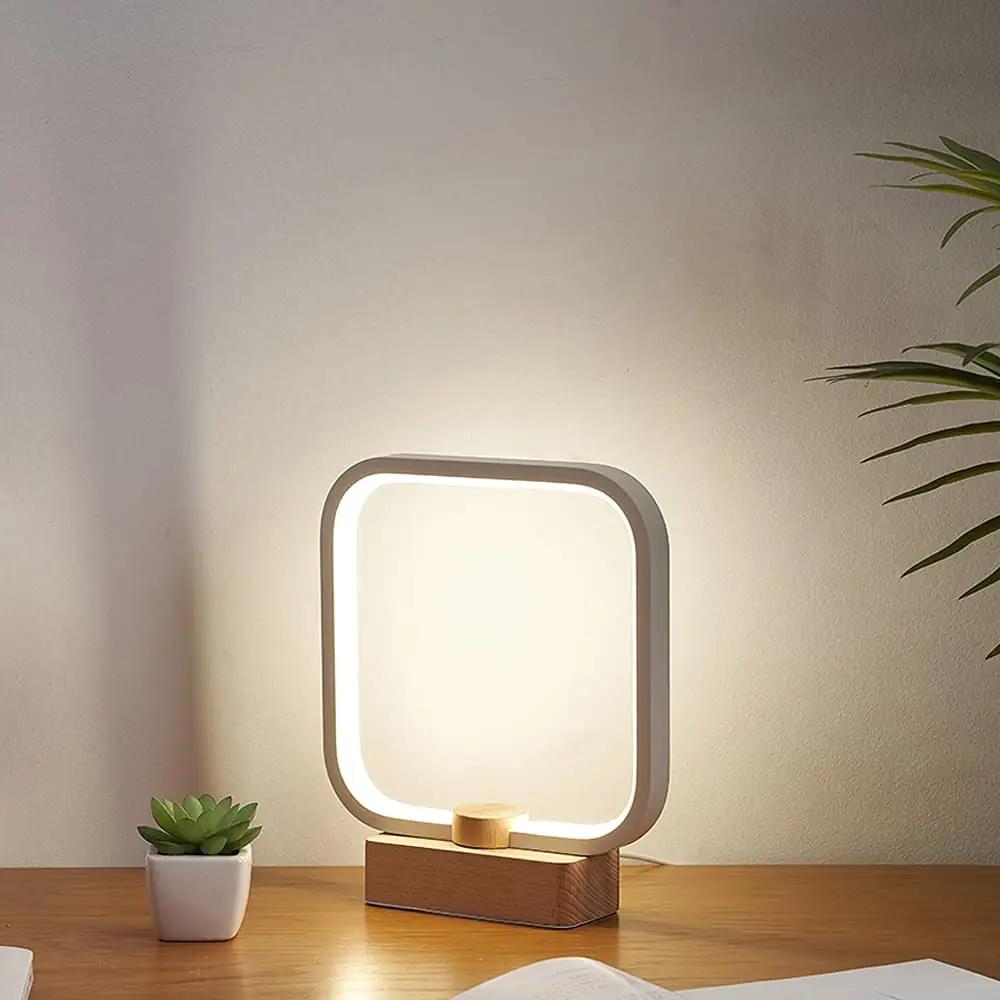 ANLAIBO puidust stiilis LED-laualamp – hämardatav hubasus – pakend ja tarvikud