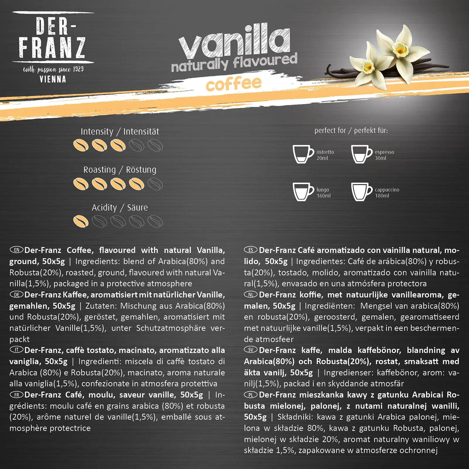 Der-Franz maitsev aromaatne kohvipakk — 5 x 500 g tervete ubadega – kasutusnäide