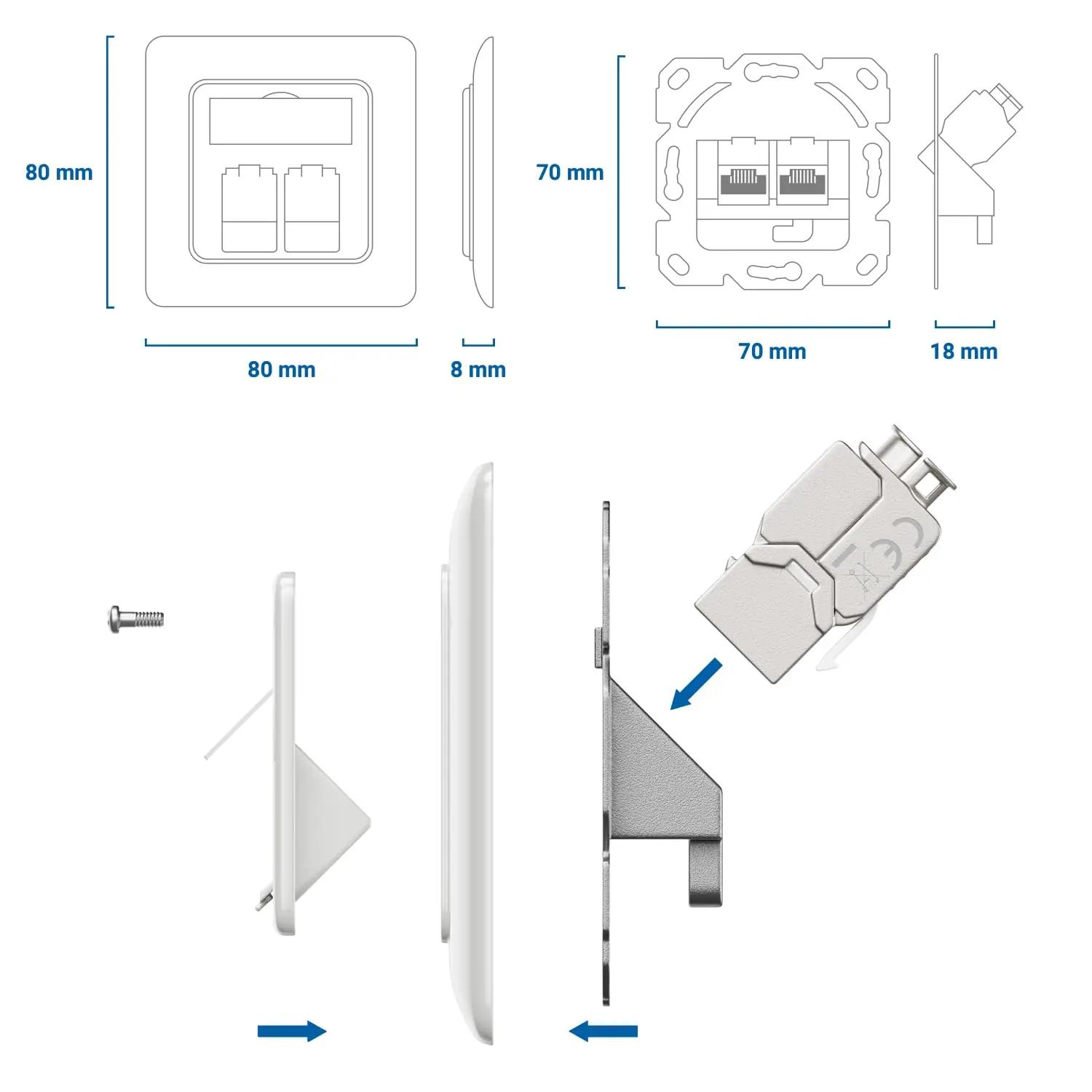 deleyCON metallist 5x RJ45 seinakarp 10 Gbit/s – pakend ja tarvikud