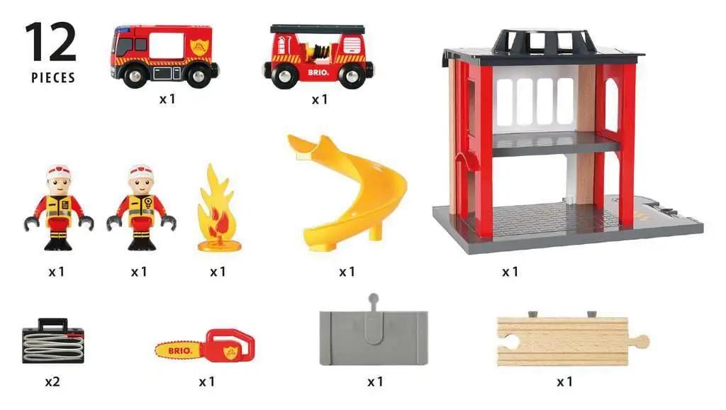 BRIO puidust tuletõrjestation lastele – mänguline kingitus – pakend ja tarvikud