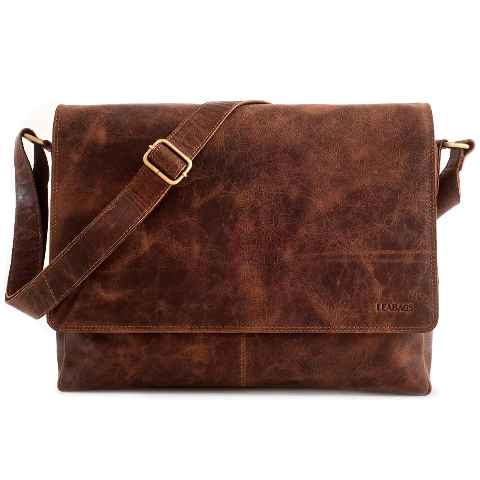 LEABAGS Buffalo-nahast õlakott 15″ sülearvutile, vintage