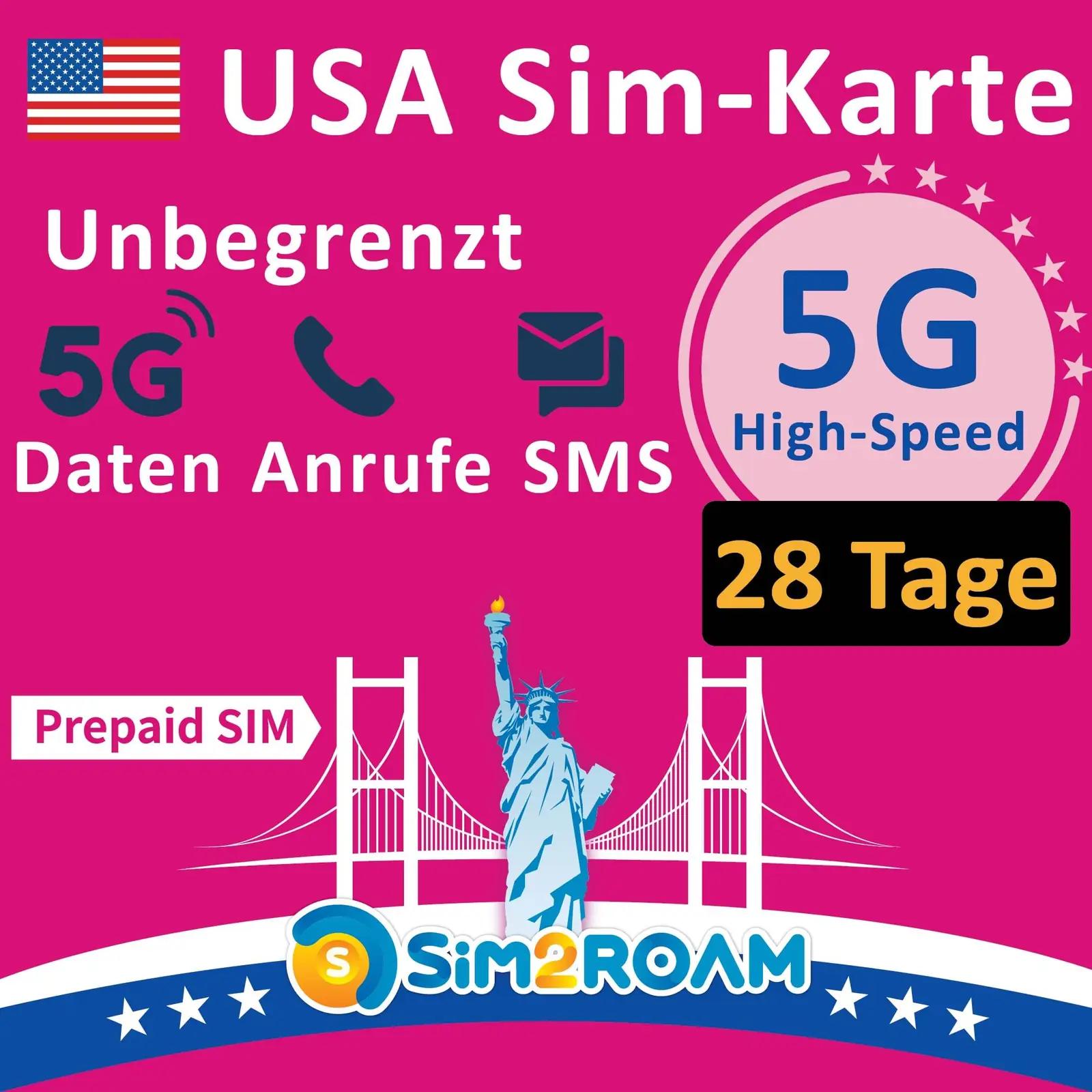 SIM2ROAM USA eelpalgatud SIM-kaart – kiire 5G/4G internet