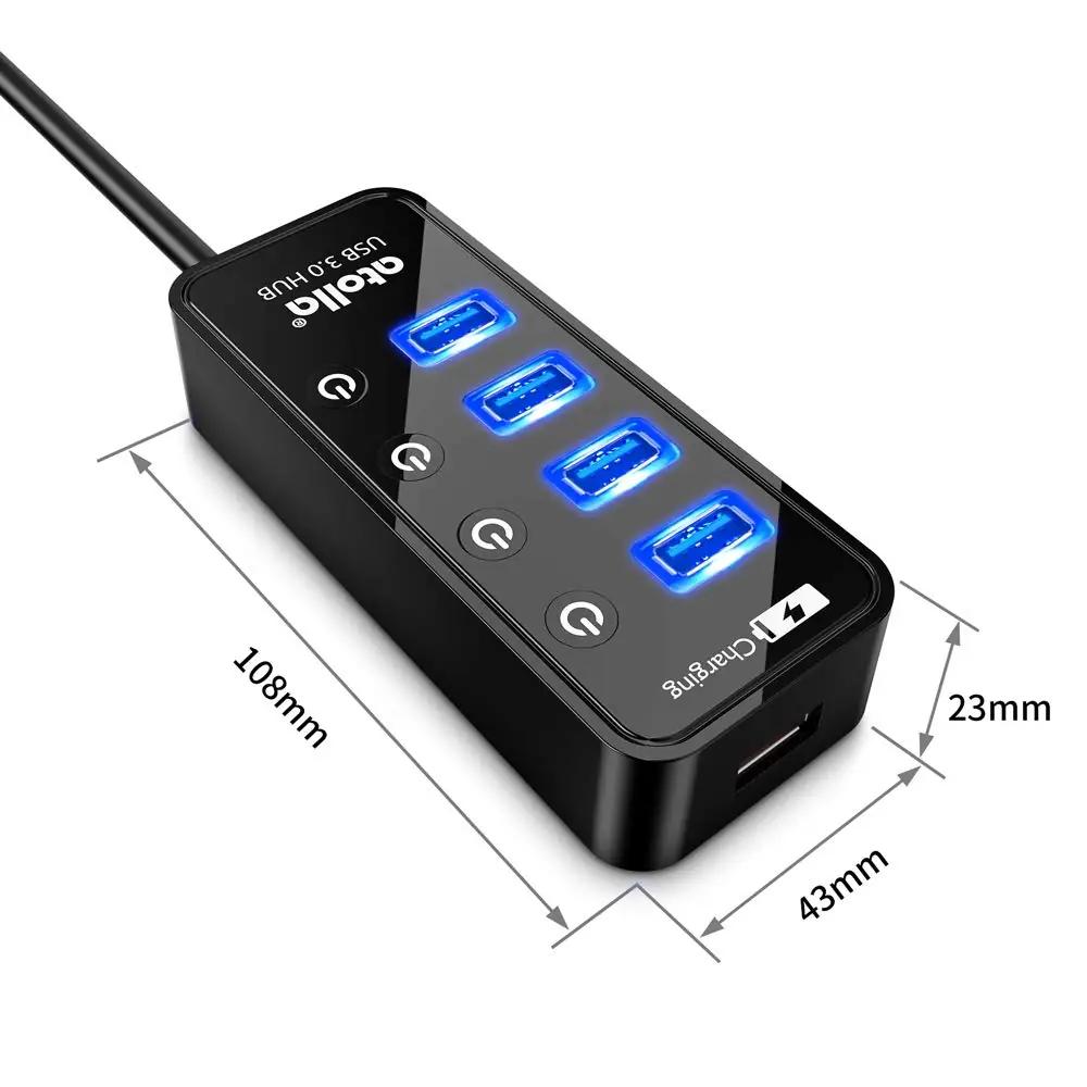 Atolla USB-hub 4-porti must plast, toiteplokiga – pilt 6