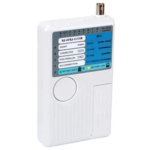 Velleman kvaliteetne kaablitester USB, RJ45 ja RJ11 jaoks – pakend ja tarvikud