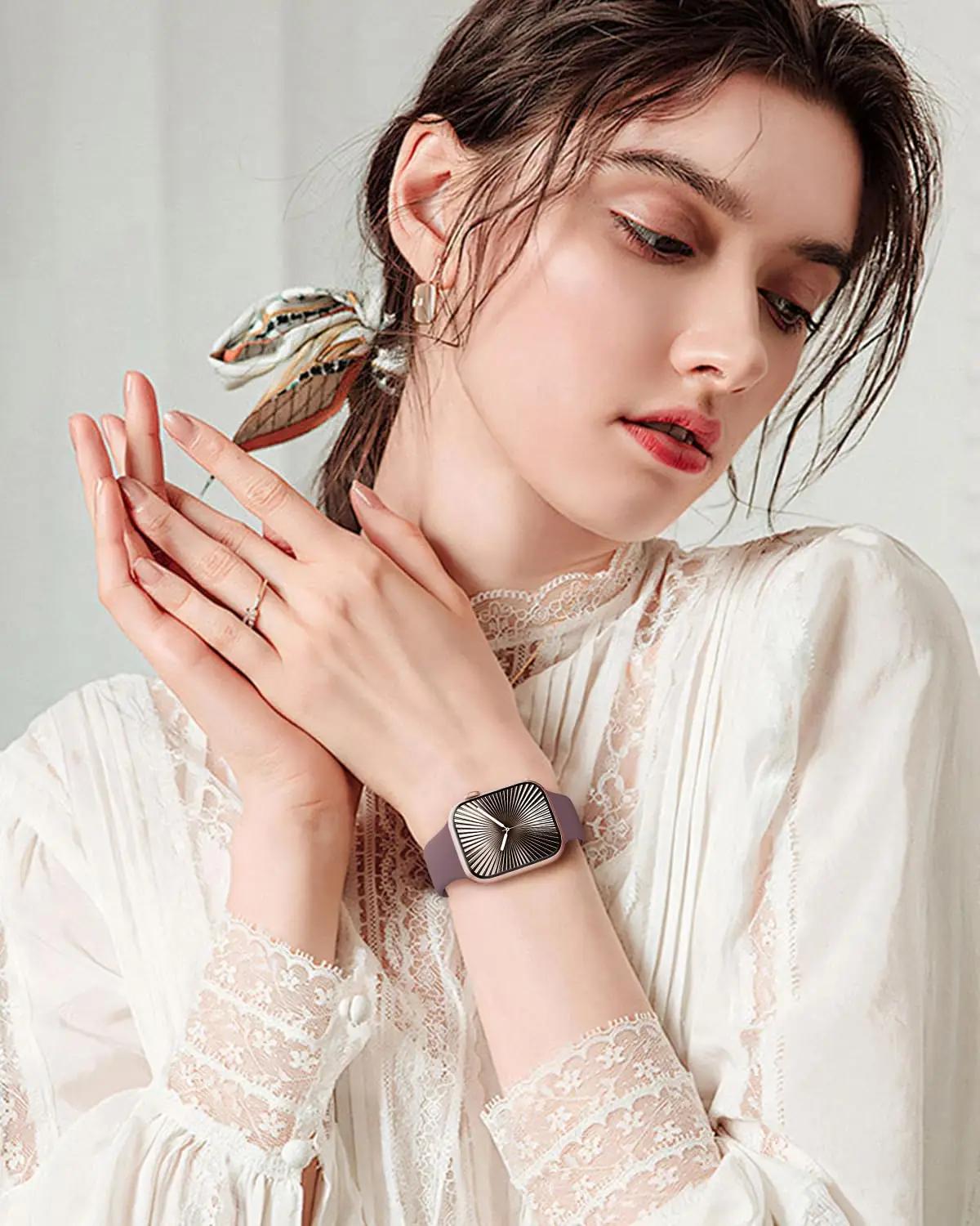 Jiamus pehme silikoonriba Apple Watchile – lavendelgrau – lisavaade