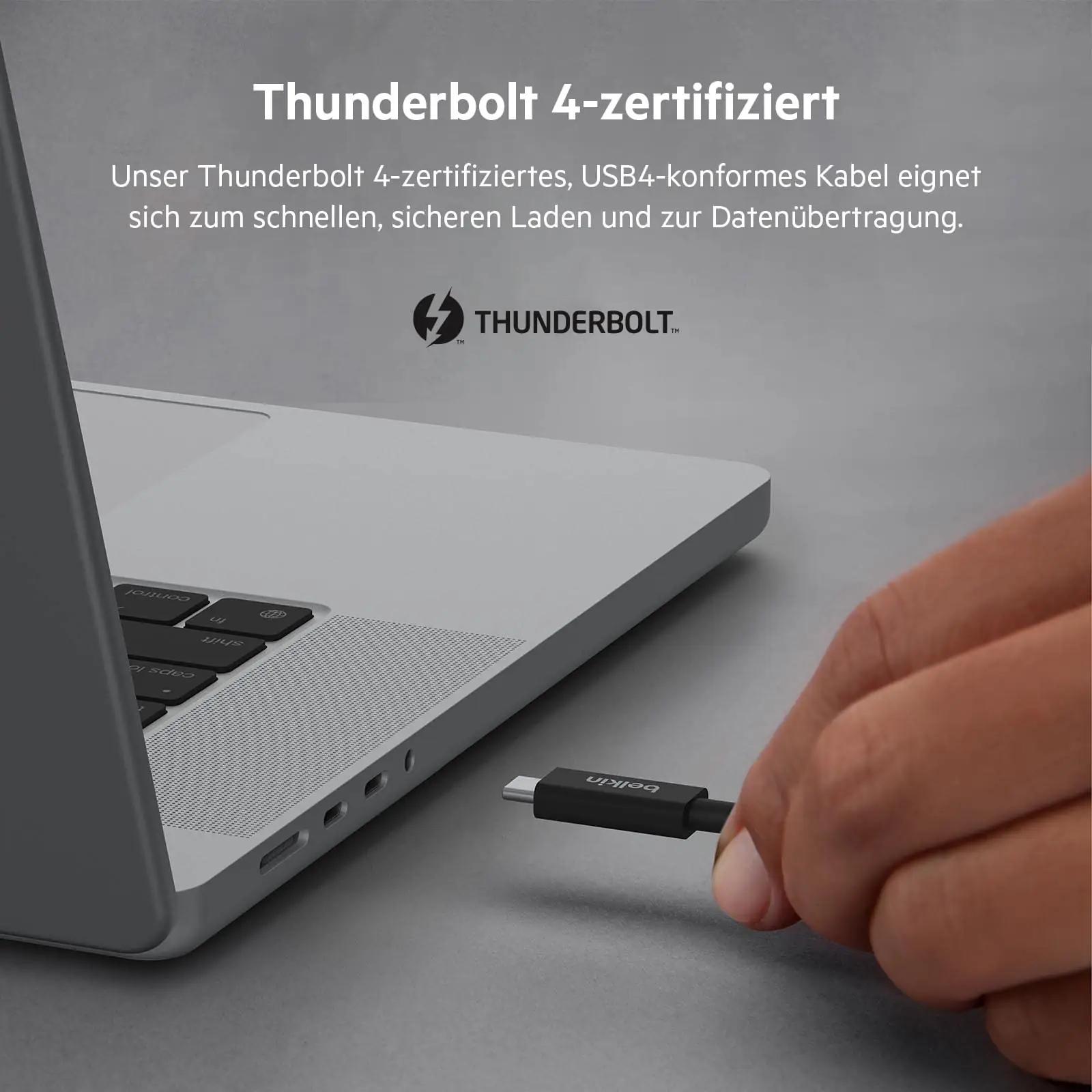 Belkin vastupidav Thunderbolt 4 kaabel 2 m – pakend ja tarvikud