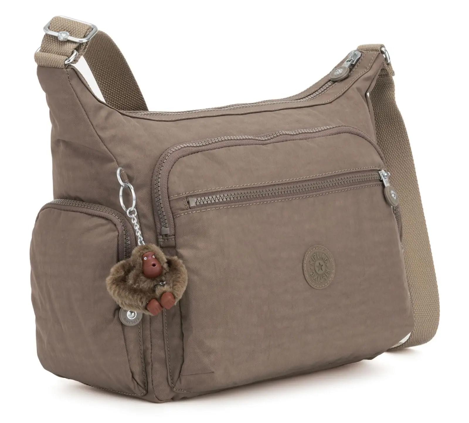Kipling kerge lycra õlakott True Beige – stiilne igapäevaks – detailne vaade