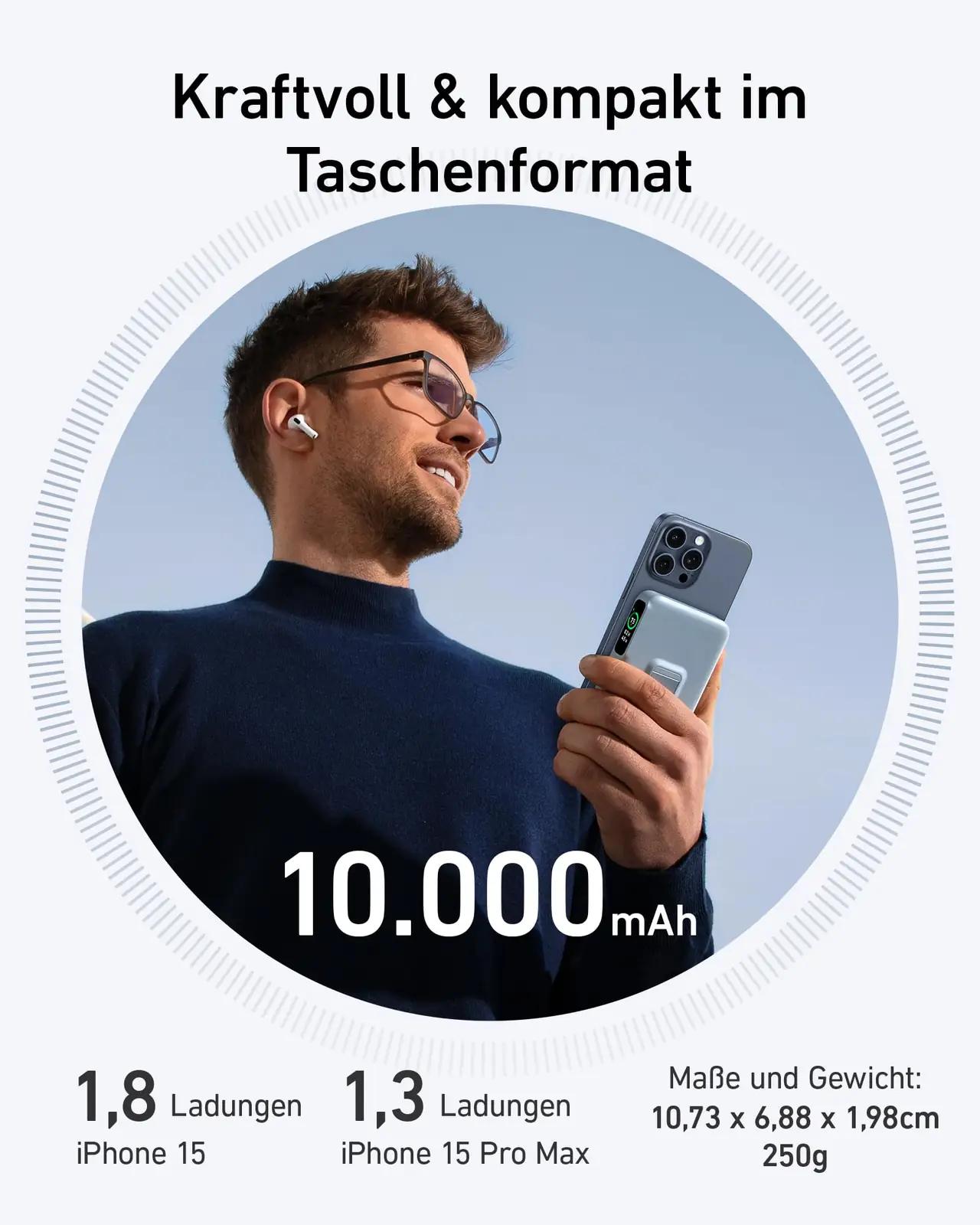 Anker MagGo 10 000 mAh magnetiline akutõstja — kiirlaadija ja – kasutusnäide