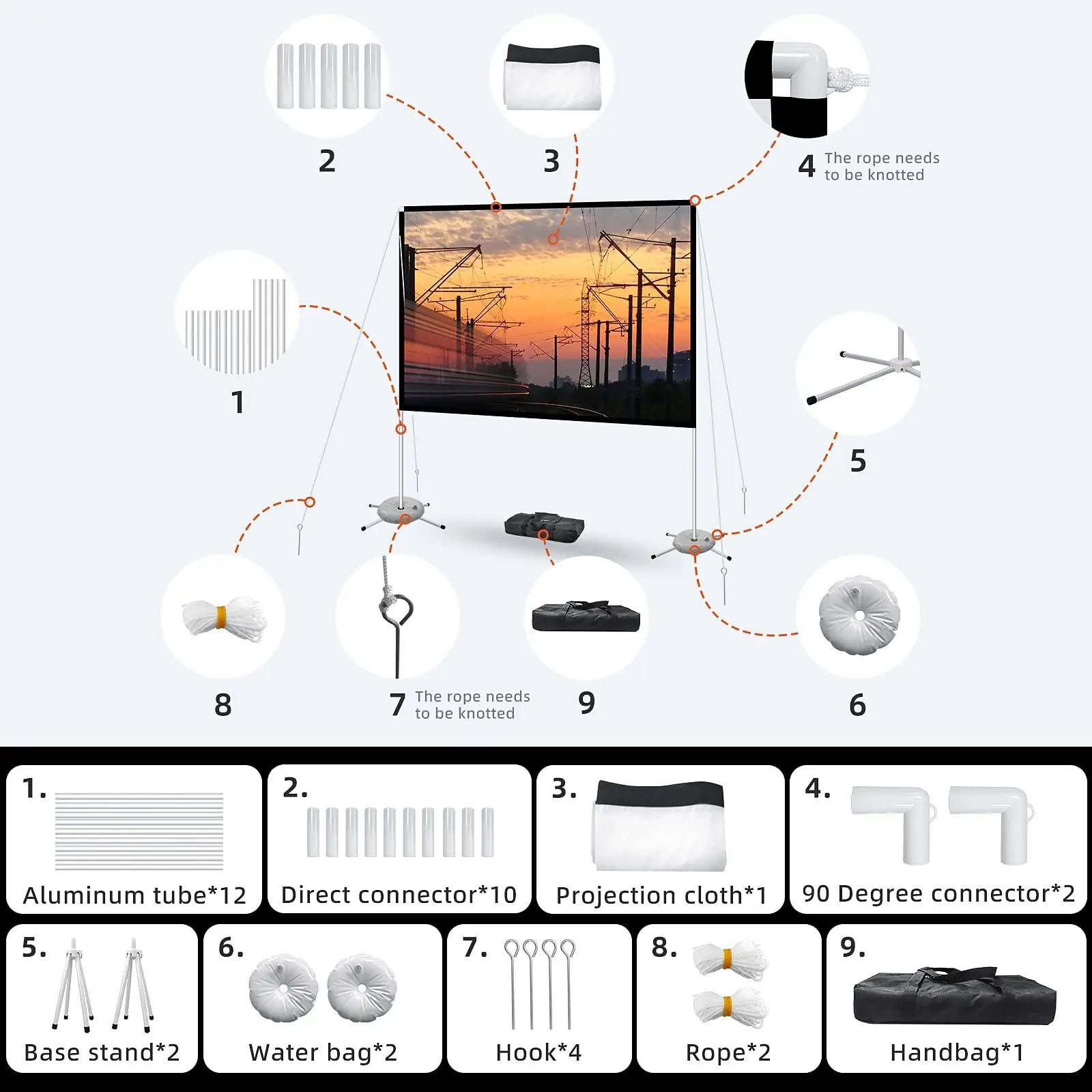 AODIOU kerge 80″ kandealusega projektsiooniekraan – kaasaskantav – pilt 7