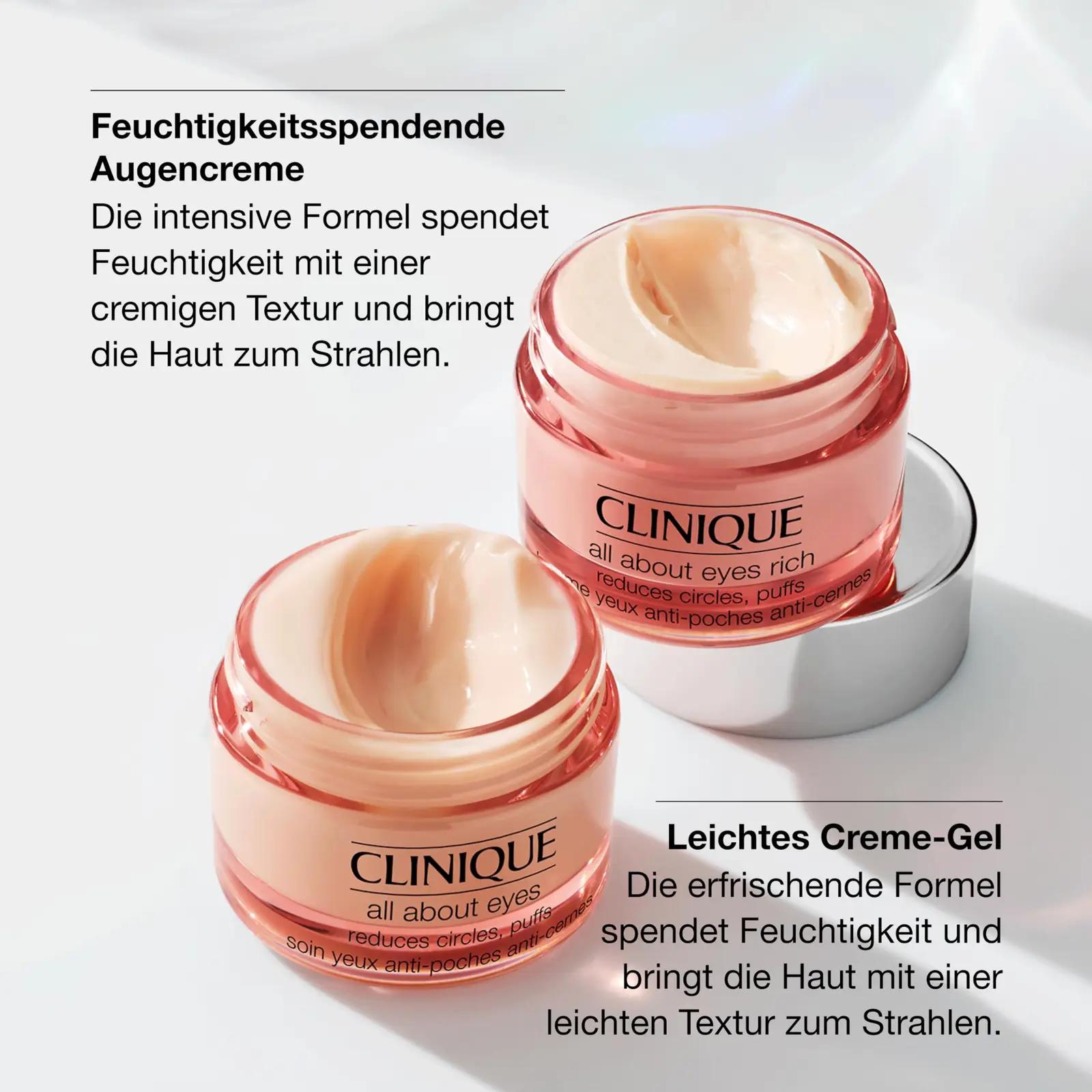 Clinique niisutav silmakreem 30 ml — tumeduse vähendaja – pakend ja tarvikud