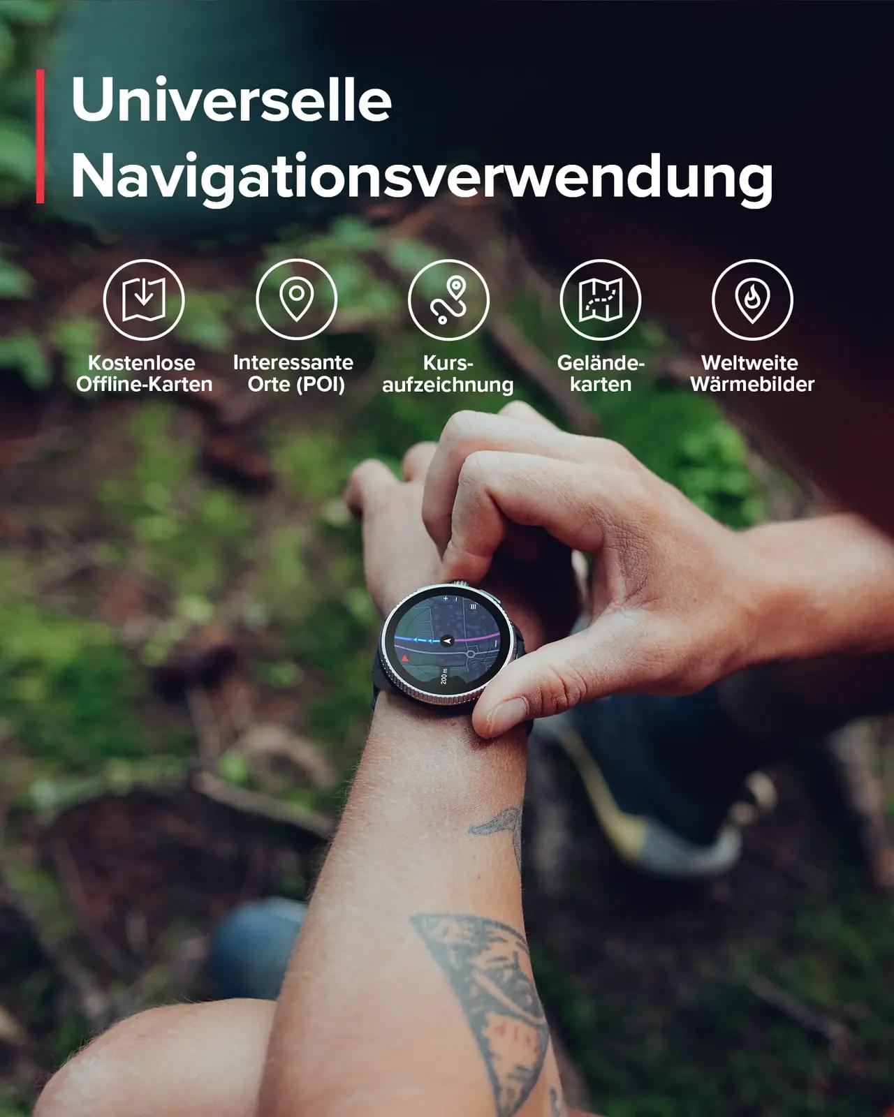 SUUNTO vastupidav sportkell — safiirklaas ja pikk aku – lisavaade