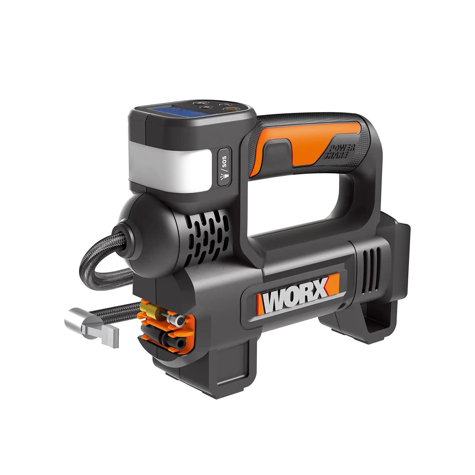WORX akukompressor WX092.9 — mitmekülgne 4-in-1 lahendus rehvide