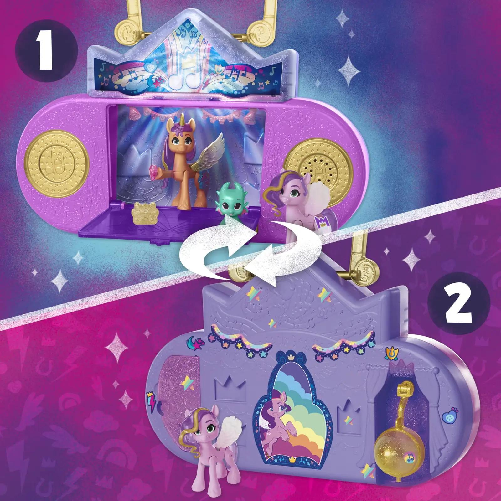 My Little Pony kaunilt valgustuv mängukomplekt lastekingiks – pakend ja tarvikud