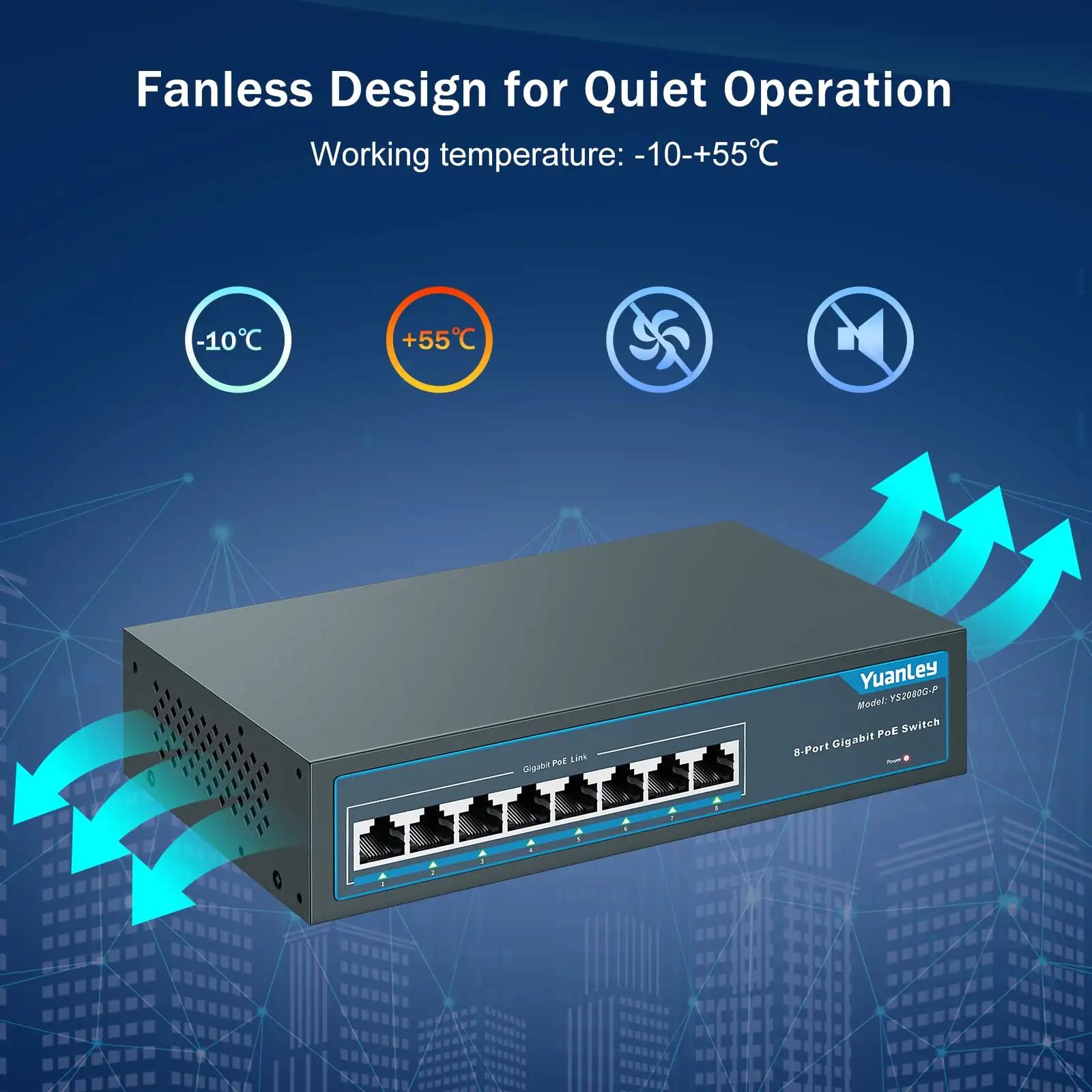 YuanLey metallist PoE-lüliti 8-port, Gigabit ja 120W võimsus – pilt 6