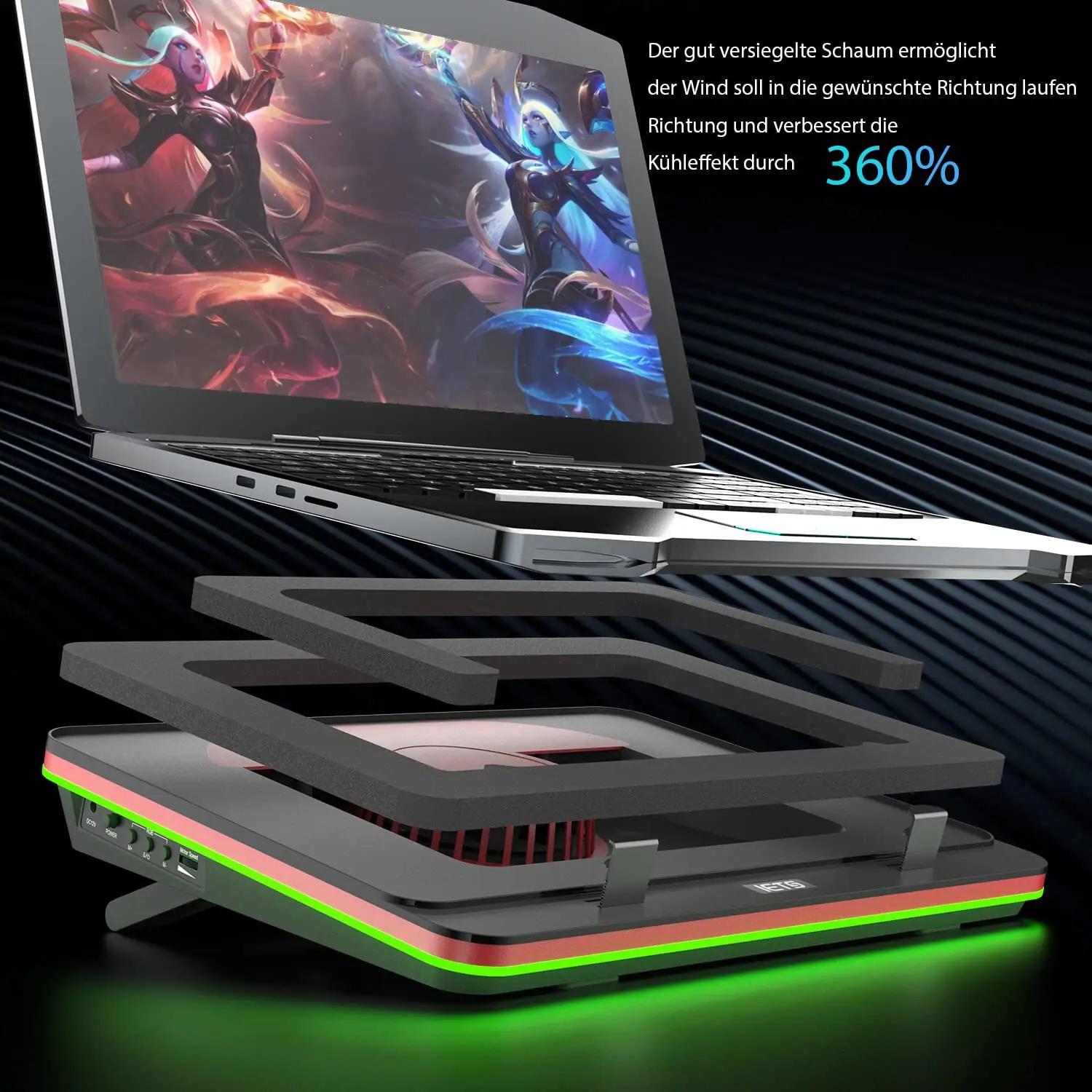 IETS jahutuspadja RGB-mesh materjal 13–17,3″ sülearvutile – pakend ja tarvikud
