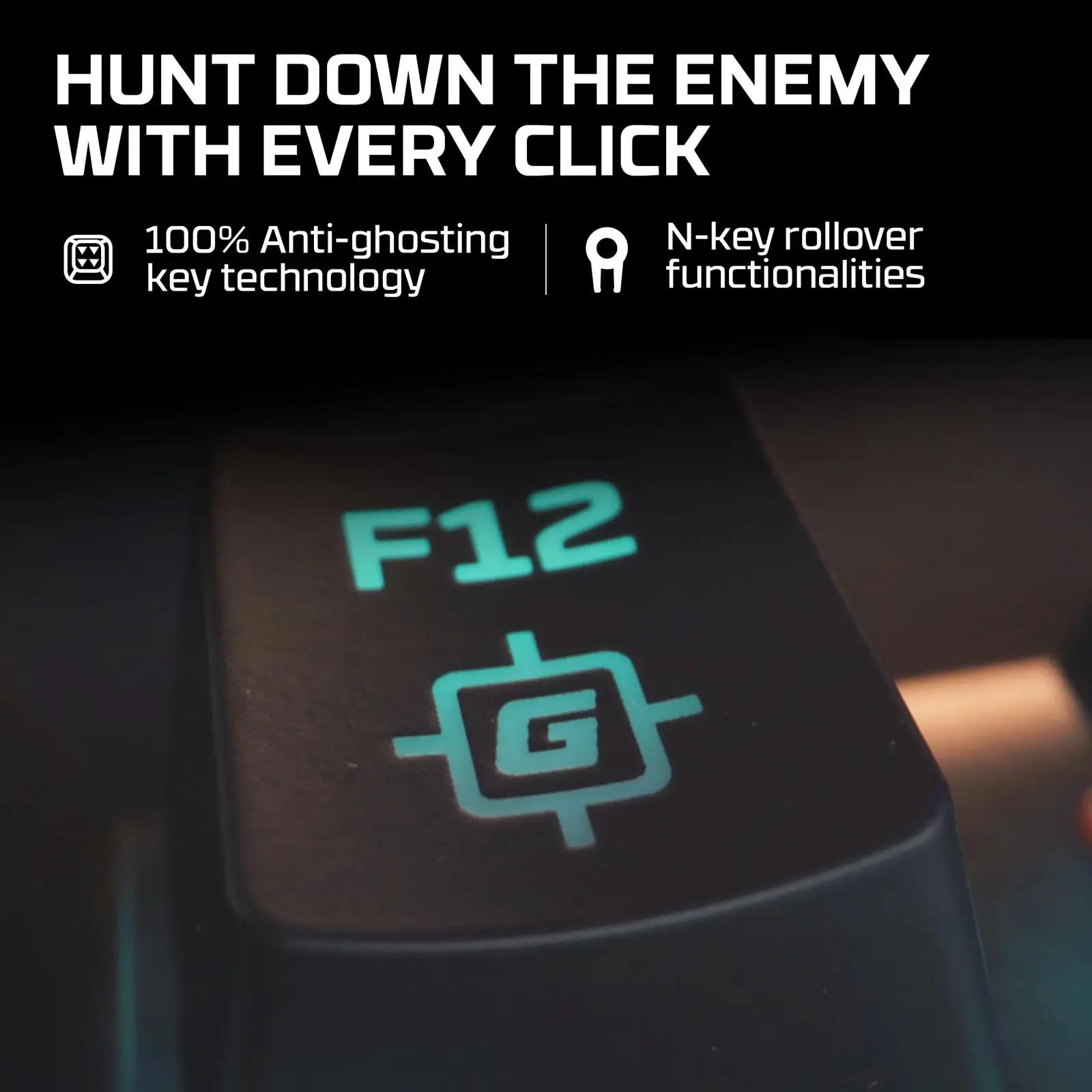 HyperX vastupidav alumiiniumist mängutastatuur – clicky Blue – pakend ja tarvikud