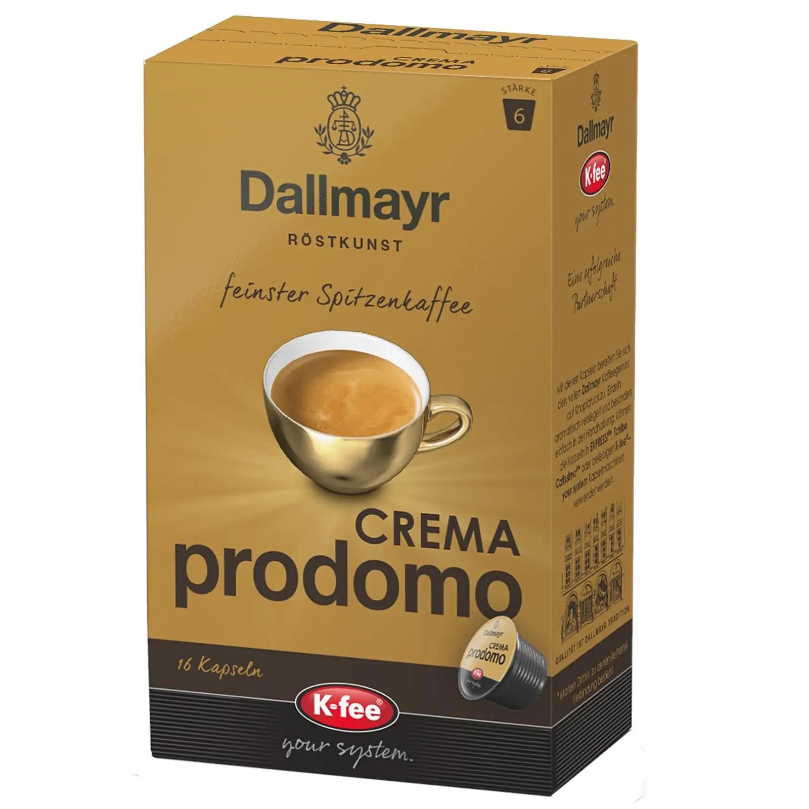 K-FEE Dallmayr Crema prodomo – täidlane kohvielamus kingituseks – pakend ja tarvikud