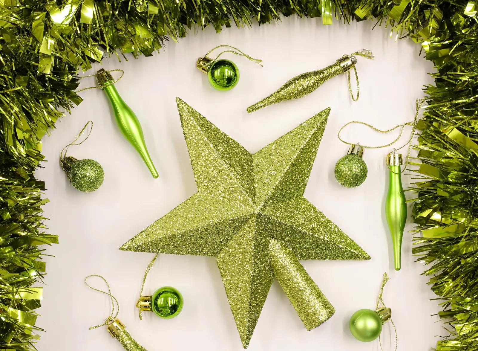 Christmas Concepts rohelise läikega kuuseots – dekoratiivne täht – pilt 6