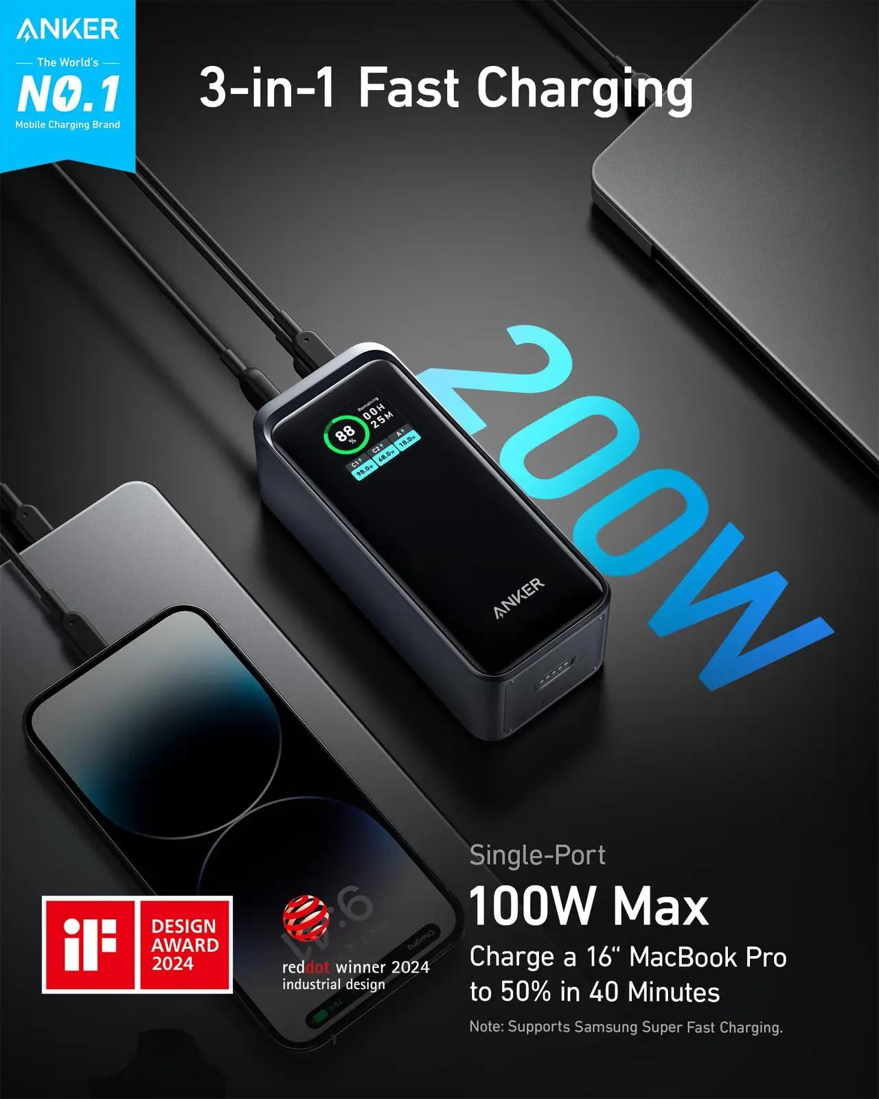 Anker 20 000 mAh tugev powerbank — kiire laadimine matkaks – detailne vaade