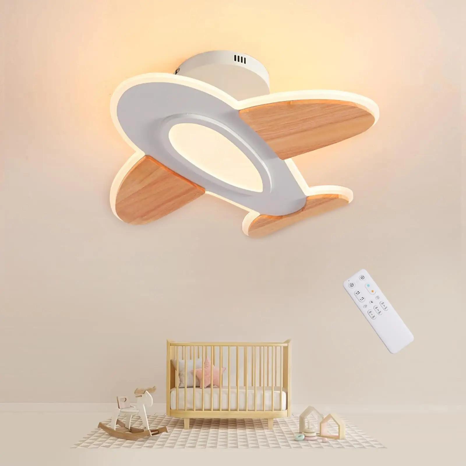 FANLG puidust lennuk‑laelamp — kaasaegne lastetuppa 50 cm
