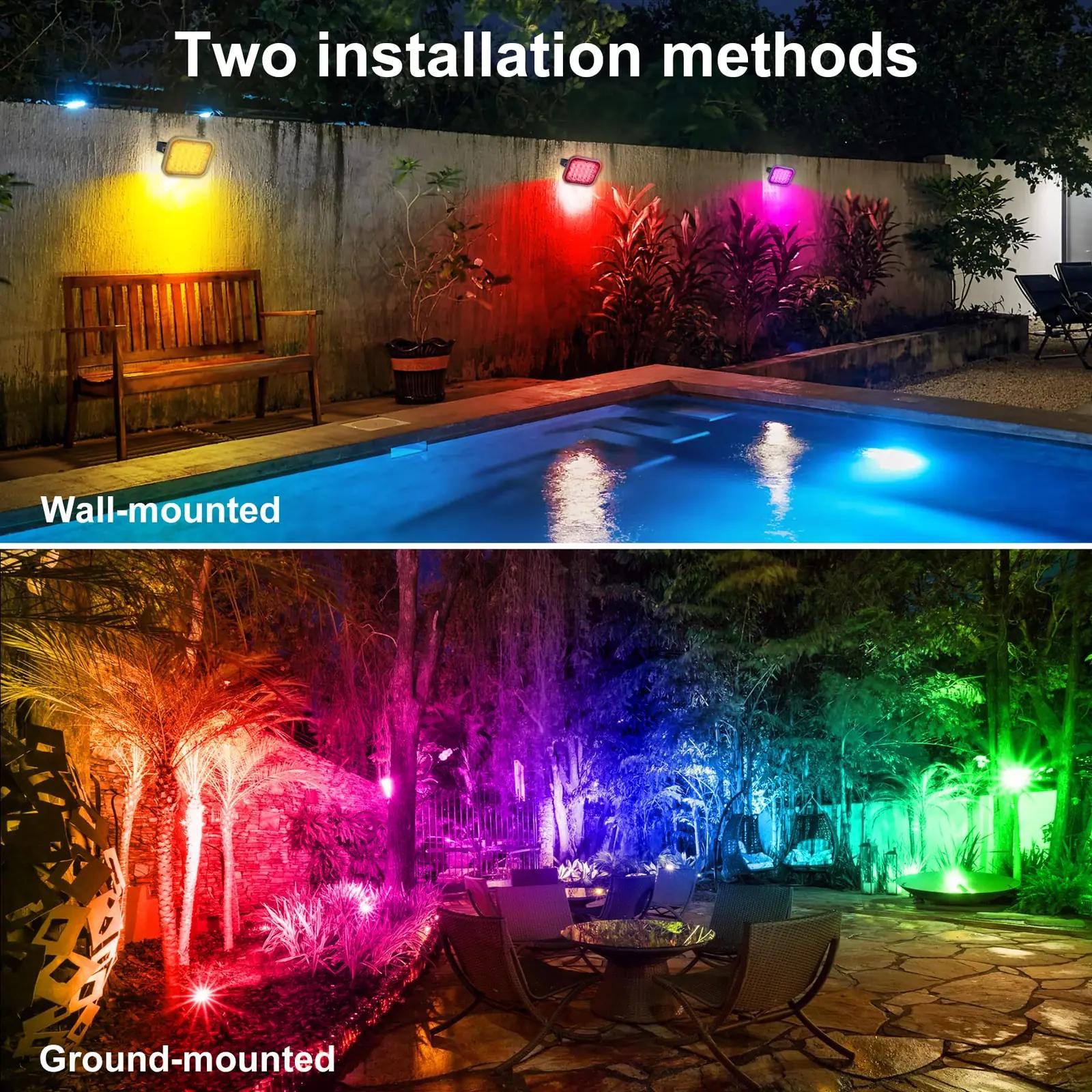 NATPOW väli-solarvalgusti IP65 — reguleeritav RGB aeda – kasutusnäide