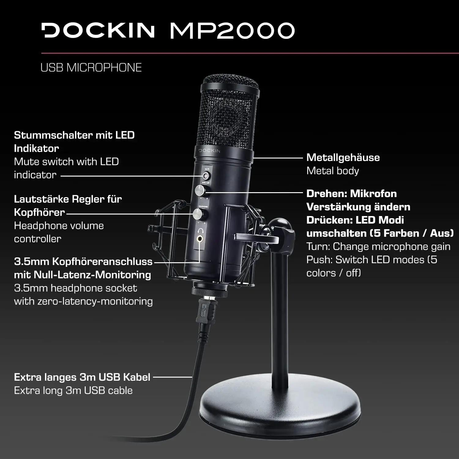 DOCKIN metallist USB-mikrofon MP2000 — stuudiokvaliteet koduseks – pilt 8