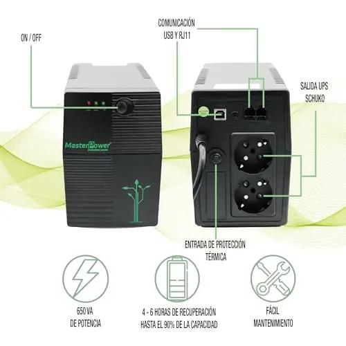 Master U-Power UPS 650 VA — kompaktne varutoide kodu- ja – kasutusnäide