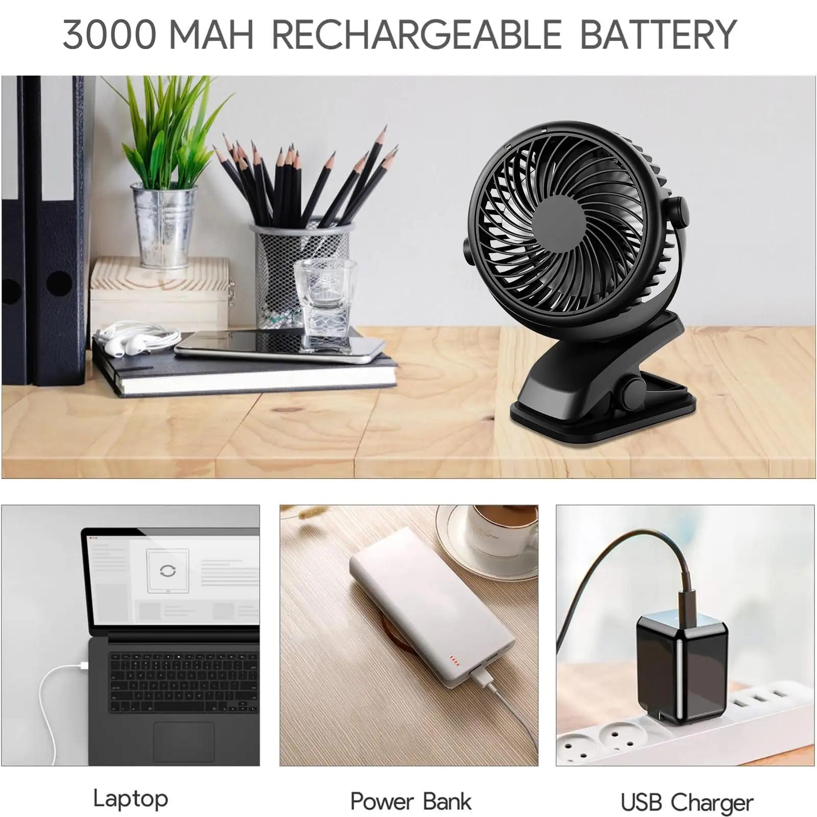 QHUI kompaktne laualiitena ventilaator — aku ja USB-ühendus – kasutusnäide