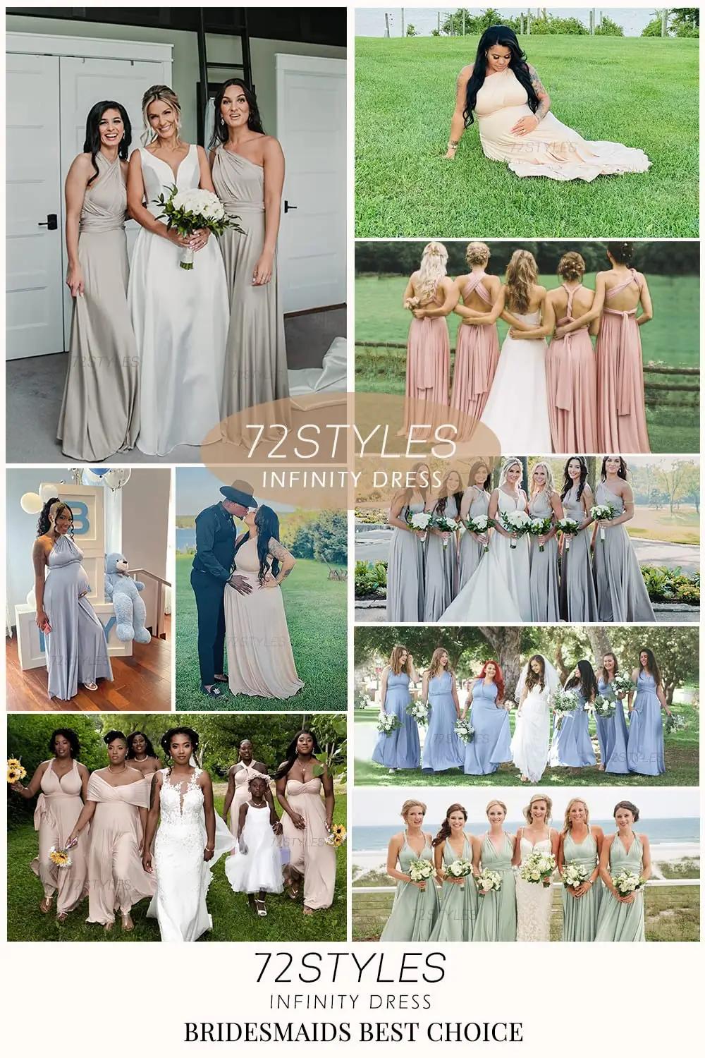 72styles elegantne mitmeviisiline maxi-kleit – polüester, sinine – pilt 6