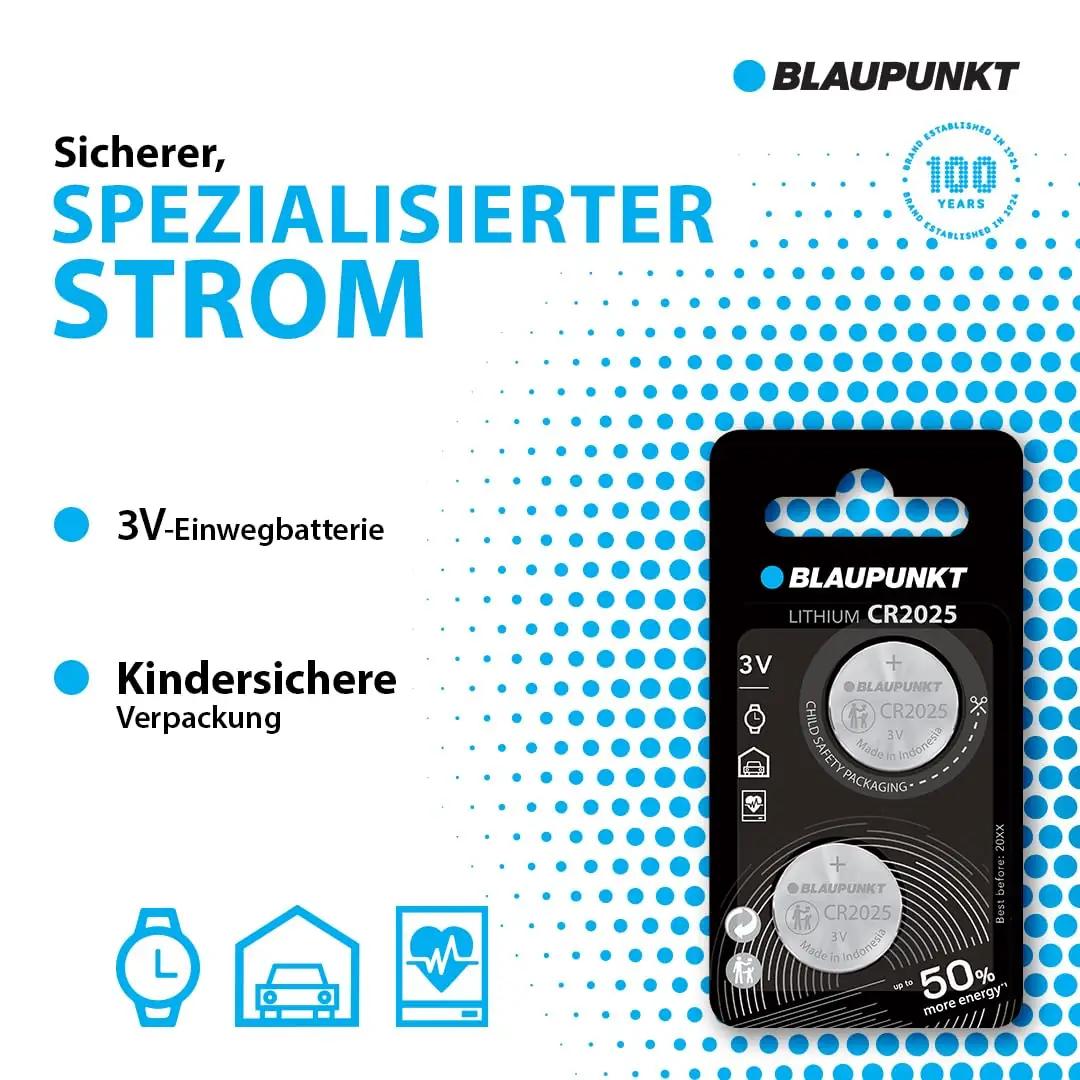 Blaupunkt vastupidav liitiumCR2025 patarei – pikk säilivus – detailne vaade