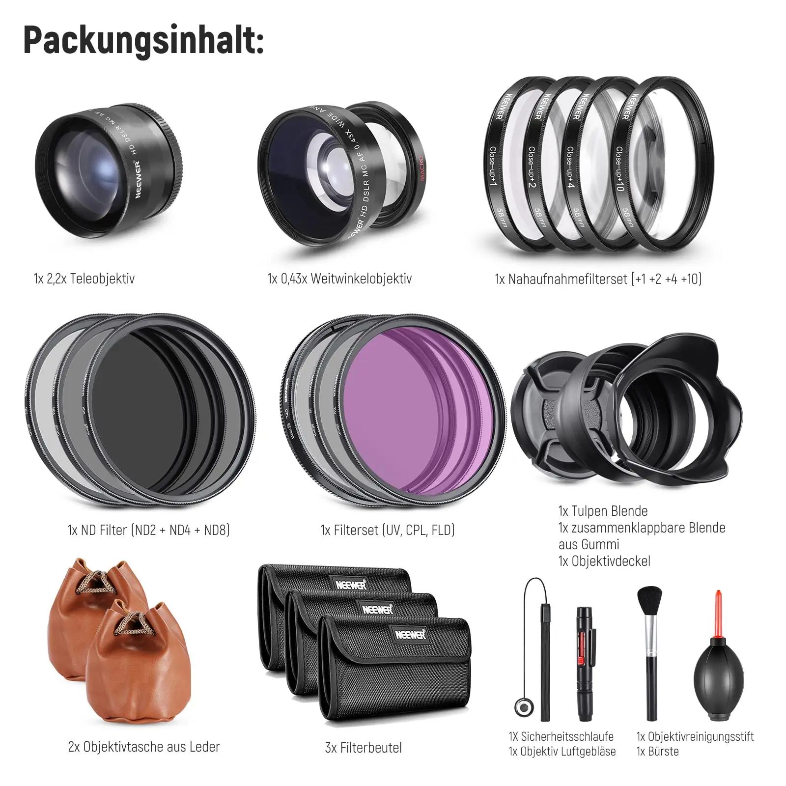 NEEWER alumiinium 58mm filter- ja objektiivikomplekt kingituseks – pilt 9