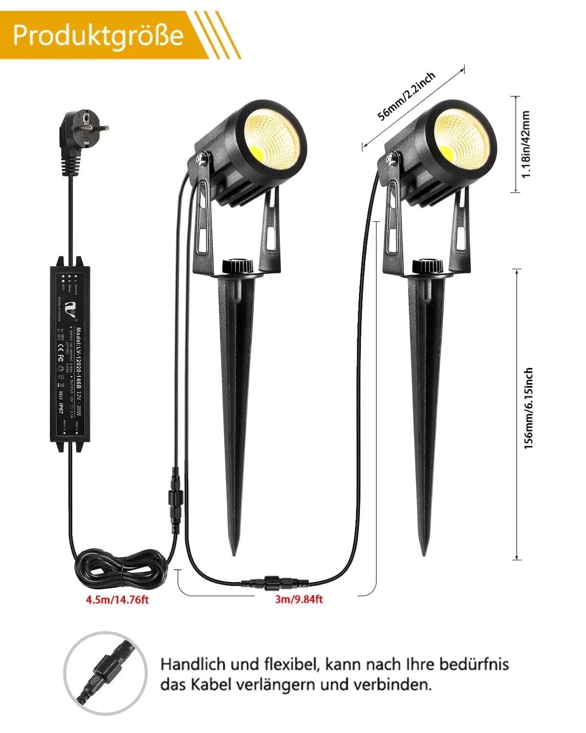ECOWHO välistingimuste LED-aia valgustus 6tk – sooja valge – pilt 8