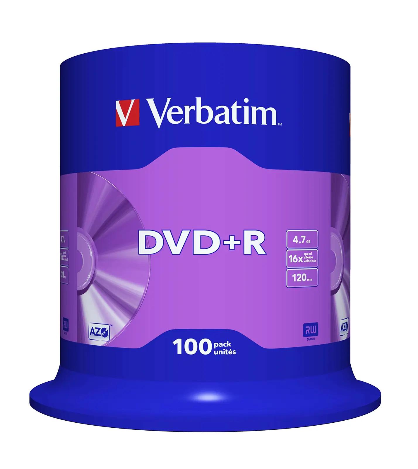Verbatim vastupidav DVD+R 16x 4.7GB 100tk – matt hõbe – detailne vaade