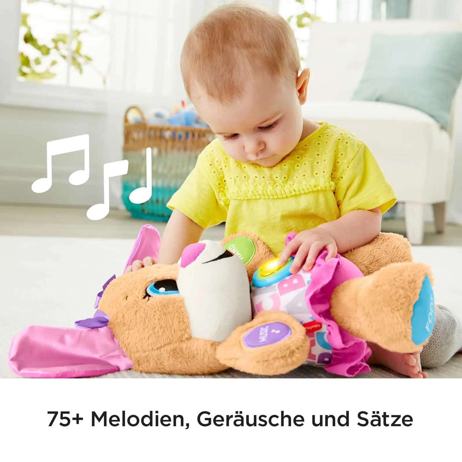 Fisher-Price pehme lauluv koerakene – arendav mänguasi beebile – kasutusnäide