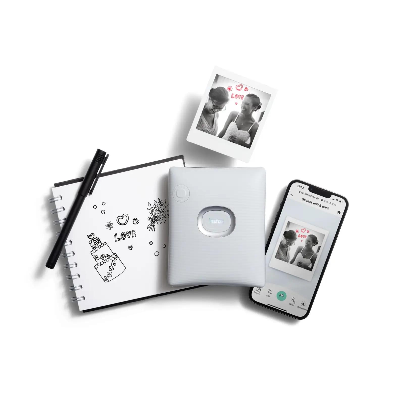 INSTAX nutikas kaasaskantav fotoprinter – ash white kingituseks – pakend ja tarvikud
