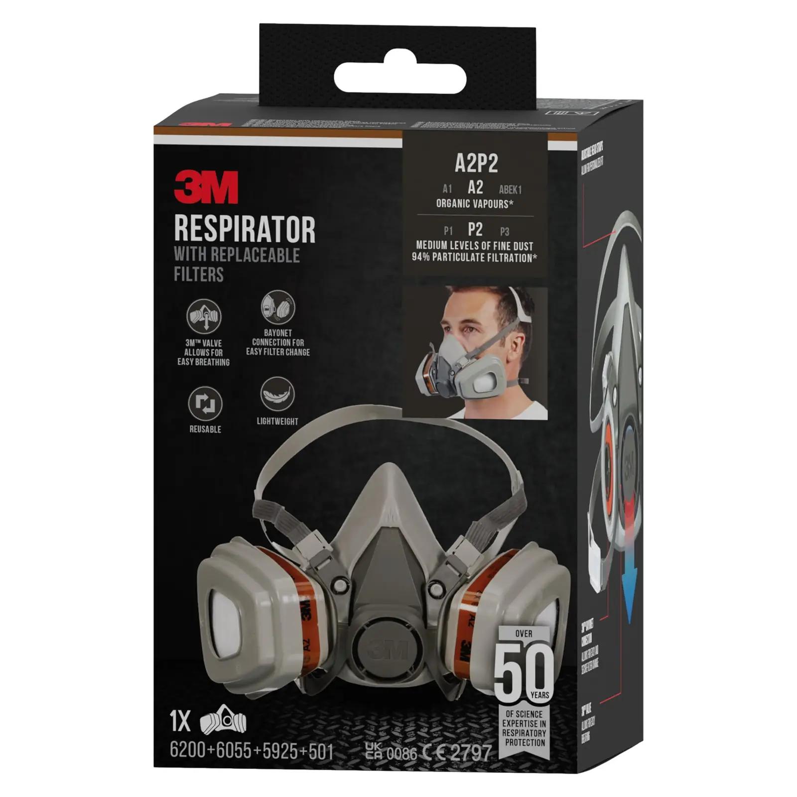 3M vastupidav kummist poolmask värvitöödeks — mugav kaitse – pilt 8