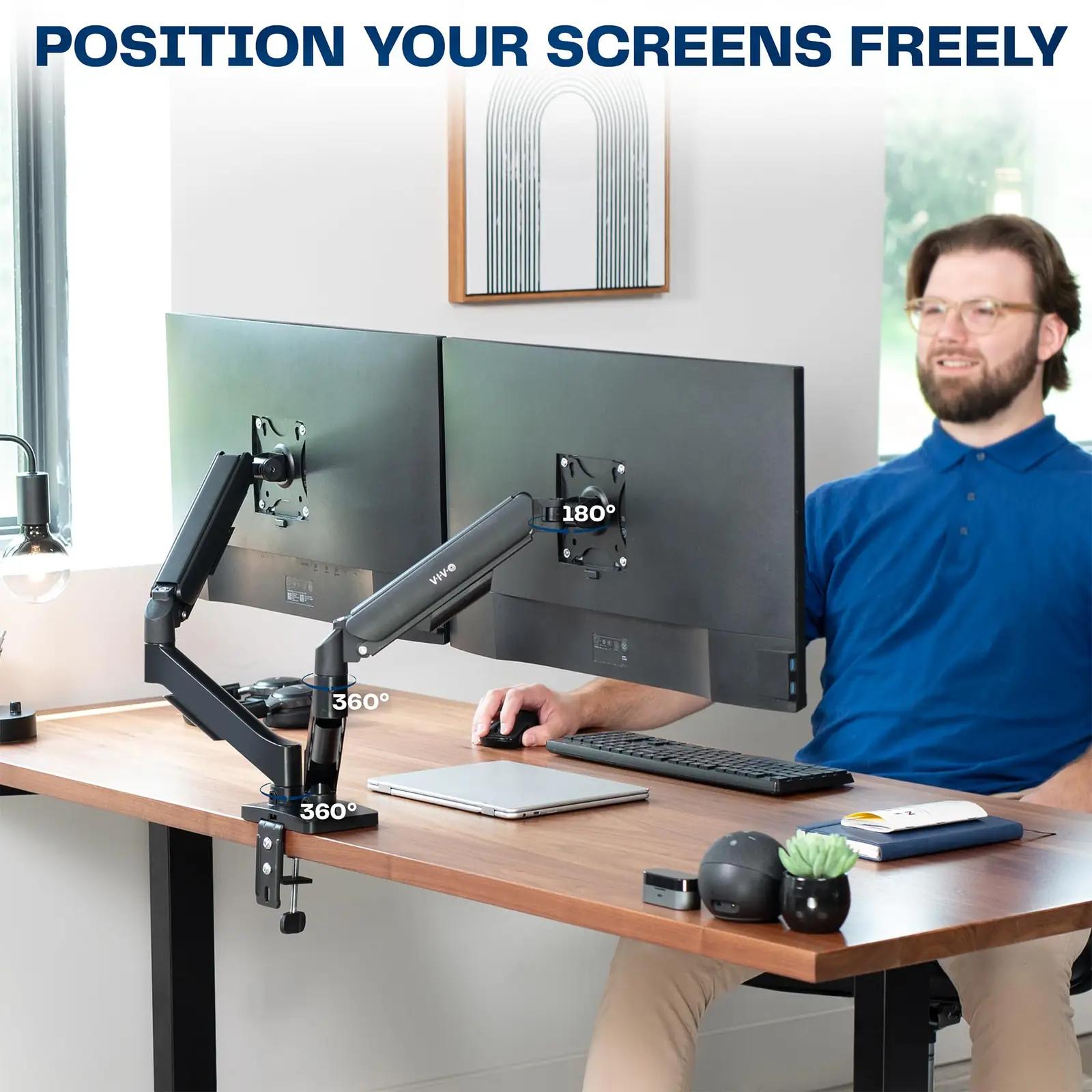 VIVO stiilne terasest topeltmonitori kinnitus – lisavaade