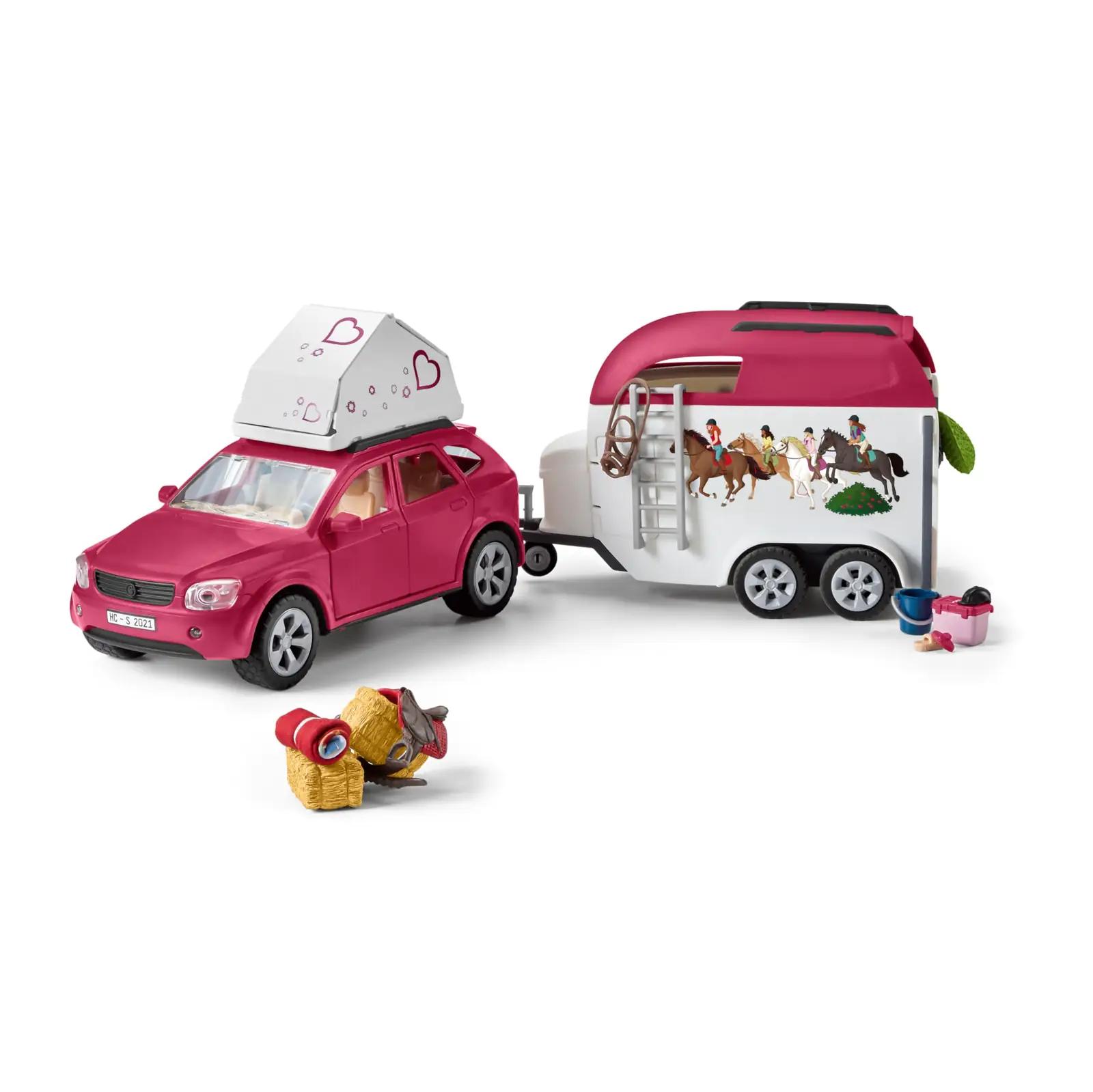 SCHLEICH mängukomplekt lapsele – auto ja hobusehaagis, kingitus – detailne vaade