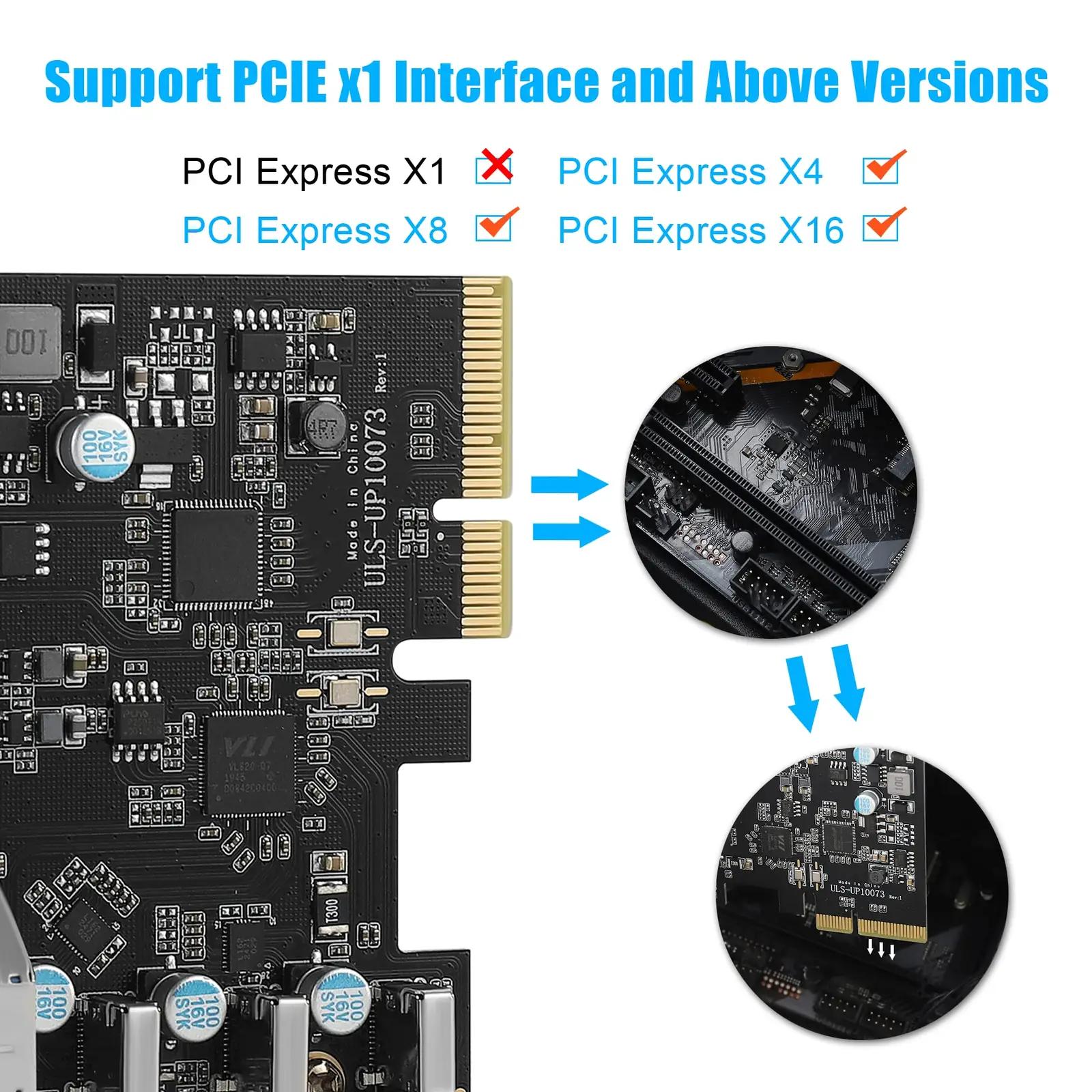 FARBOKO sisemine PCIe USB 3.2 kaart — kiire 7-portne lahendus – pakend ja tarvikud