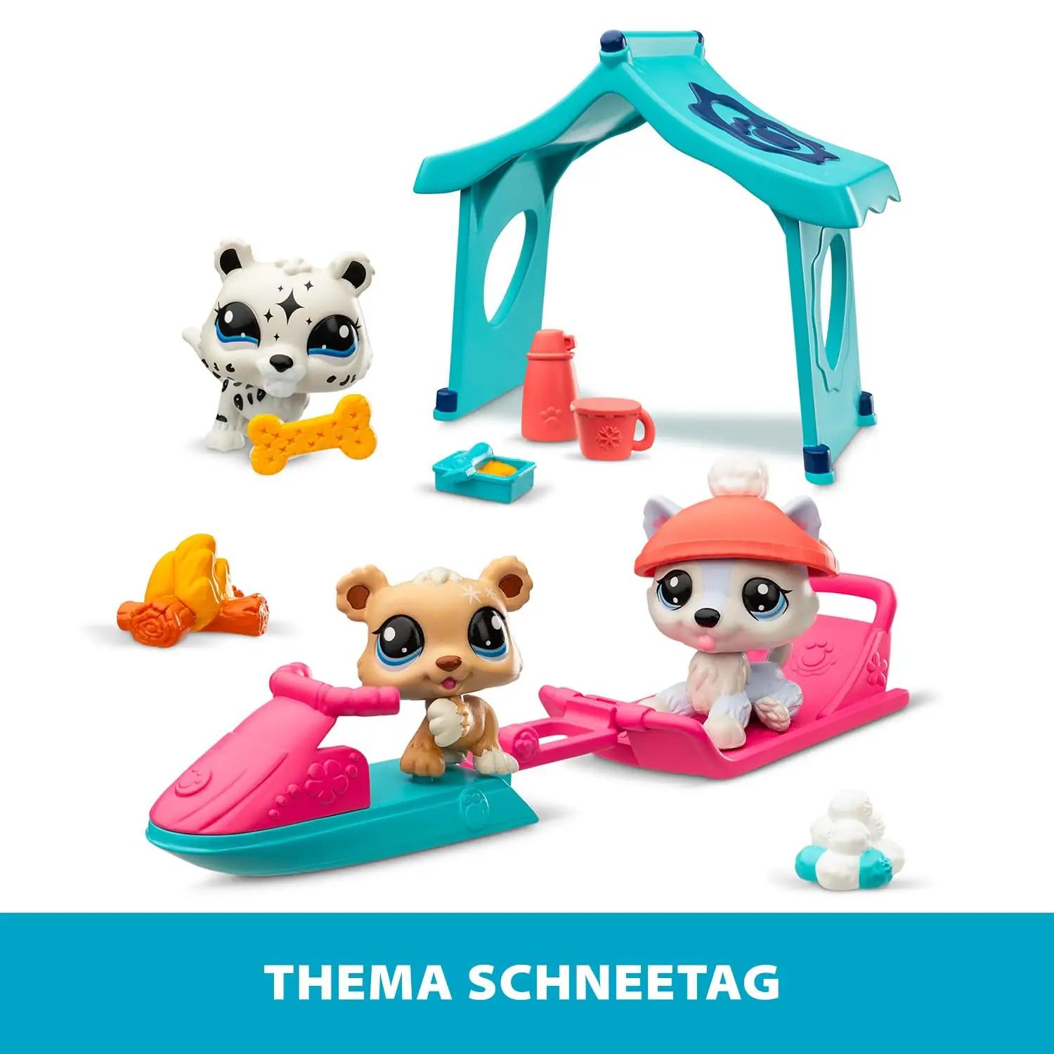 BANDAI Littlest Pet Shop lumepäeva mängukomplekt lastele (3 tk) – pakend ja tarvikud