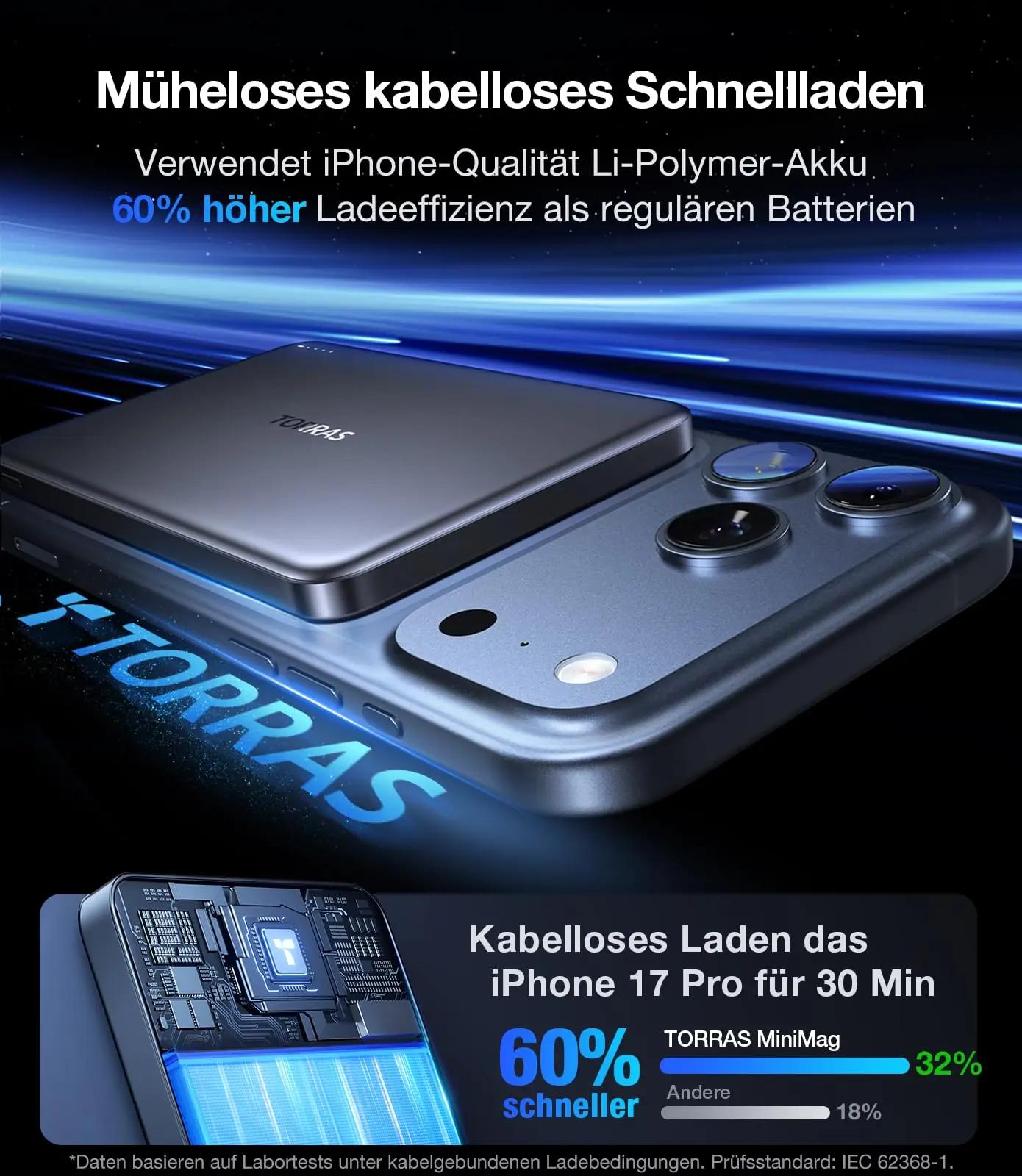 TORRAS magnetiline 10000 mAh powerbank — õhuke laadija – detailne vaade